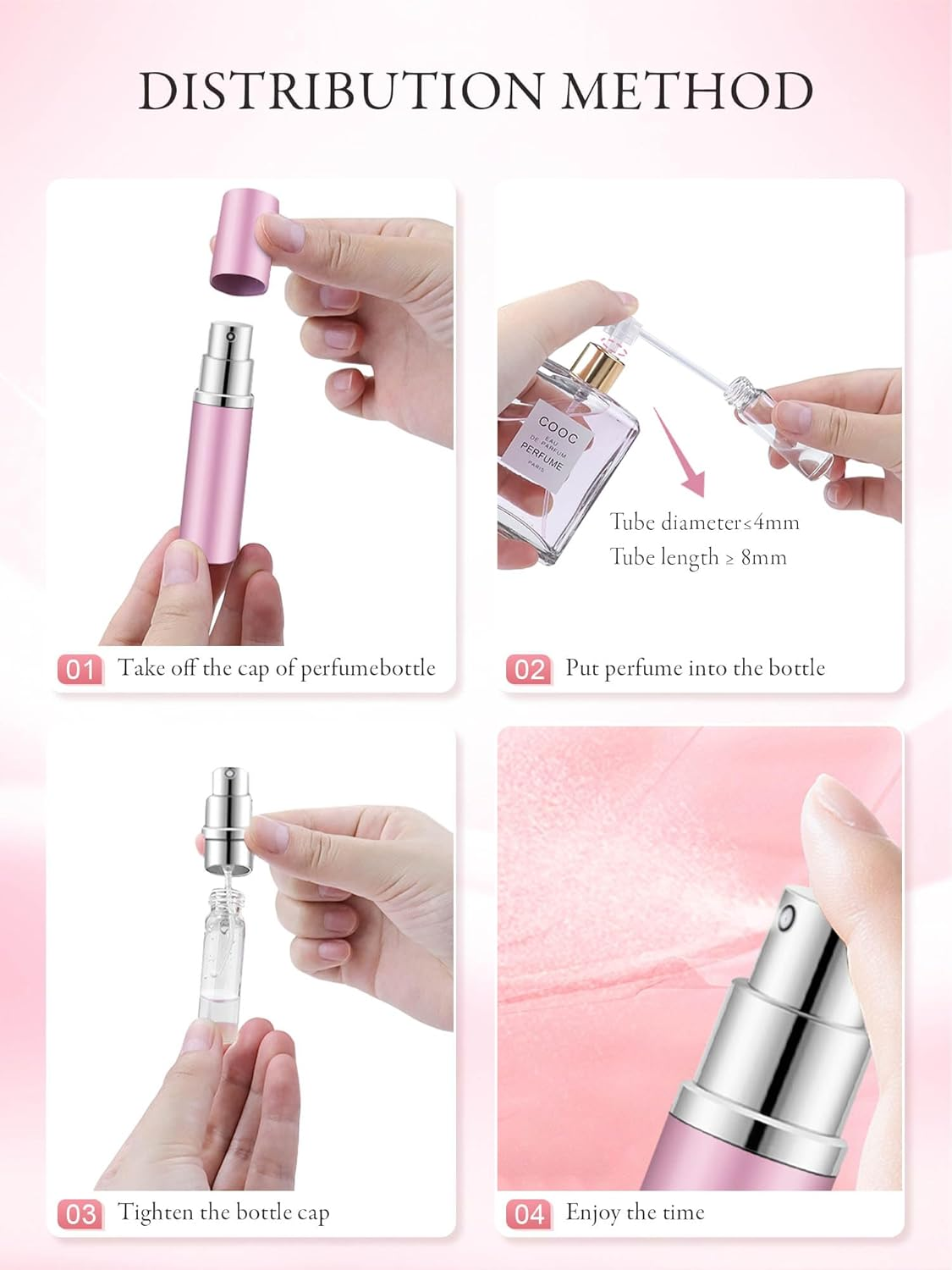 Awumbuk Pack of 5 Perfume Atomisers, Portable Perfume Atomiser for on the Go 5 Ml Perfume Bottle, Leak-Proof Mini Spray Bottle, Travel Fragrance Perfume Travel Bottle image number 2