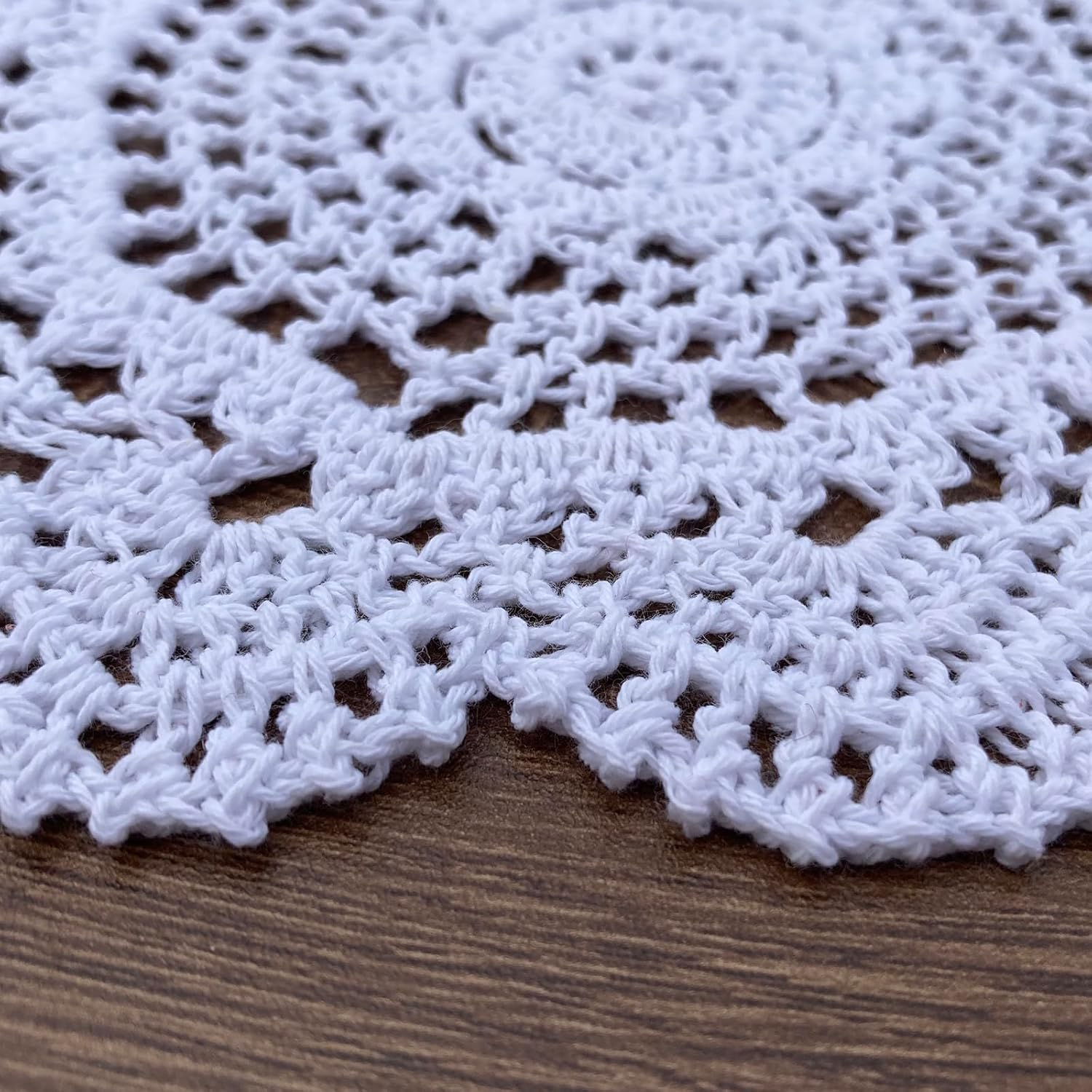 Hsvanyr round 8 Inch 10Pcs White Hand Crochet round Doilies Lot French Country Table Cup Mat,Heat-Resistant Washable Kitchen Table Mats Easy to Clean image number 5