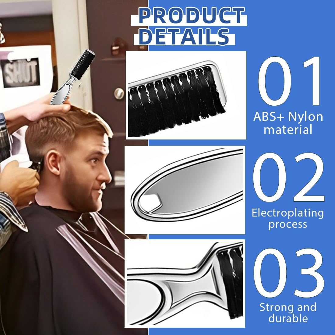 Pack of 2 Cleaning Brush, Blade Cleaning Brush, Nylon Brush, Nail Brush, Trimmer, Hairdressing Cleaning Brush, Hair Clippers Tool (Silver) image number 3