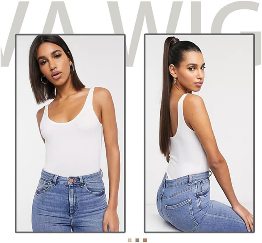 20 Inch Strap Ponytail Wig Claw Clip Long Straight Fake Pony Tail Natural Fake Ponytail Piece Ponytail Hairpiece Wig Hair Extensions image number 3