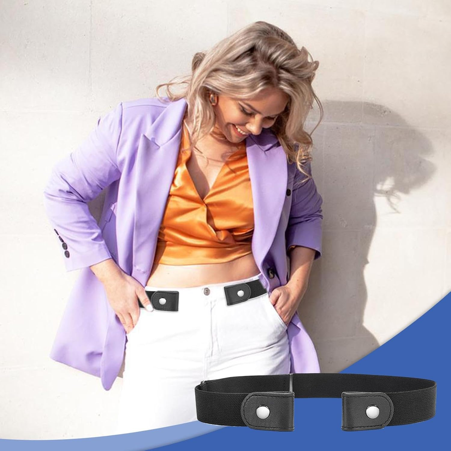 ETUCYNG No Buckle Belts for Men, Elastic Buckleless Belt Invisible, Fashion Accessory, No Scratch Belt for Men Women, Fit 16-41 Inches image number 2