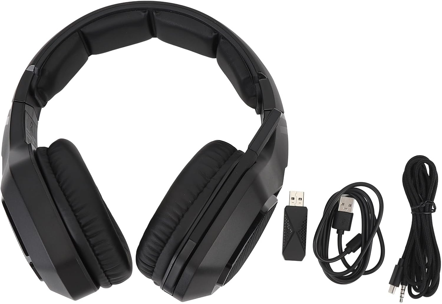 Wireless Gaming Headset, 2.4Ghz Wireless Bluetooth Gaming Headphone with Noise Canceling Microphone, 1000Mah Battery & RGB Light, 3.5Mm Wired Gamer Headset for PC, for PS5, For - Black image number 2