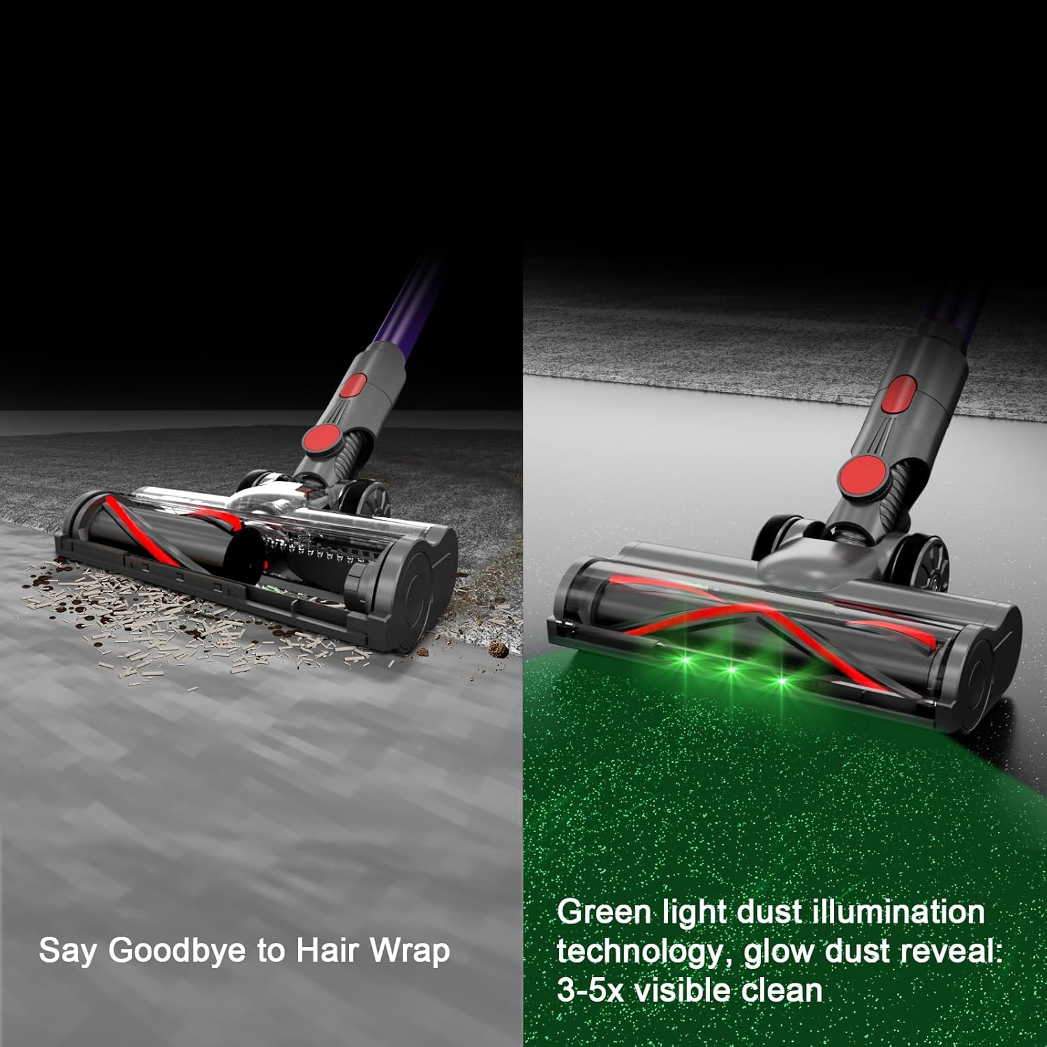 Vacuum Cleaners, Cordless Stick Vacuum Cleaners for Home, 550W 48Kpa Powerful Suction, 60 Mins Runtime Rechargeable Battery and Anti-Tangle Brush, Perfect for Pet Hair/Carpet/All Floors image number 4