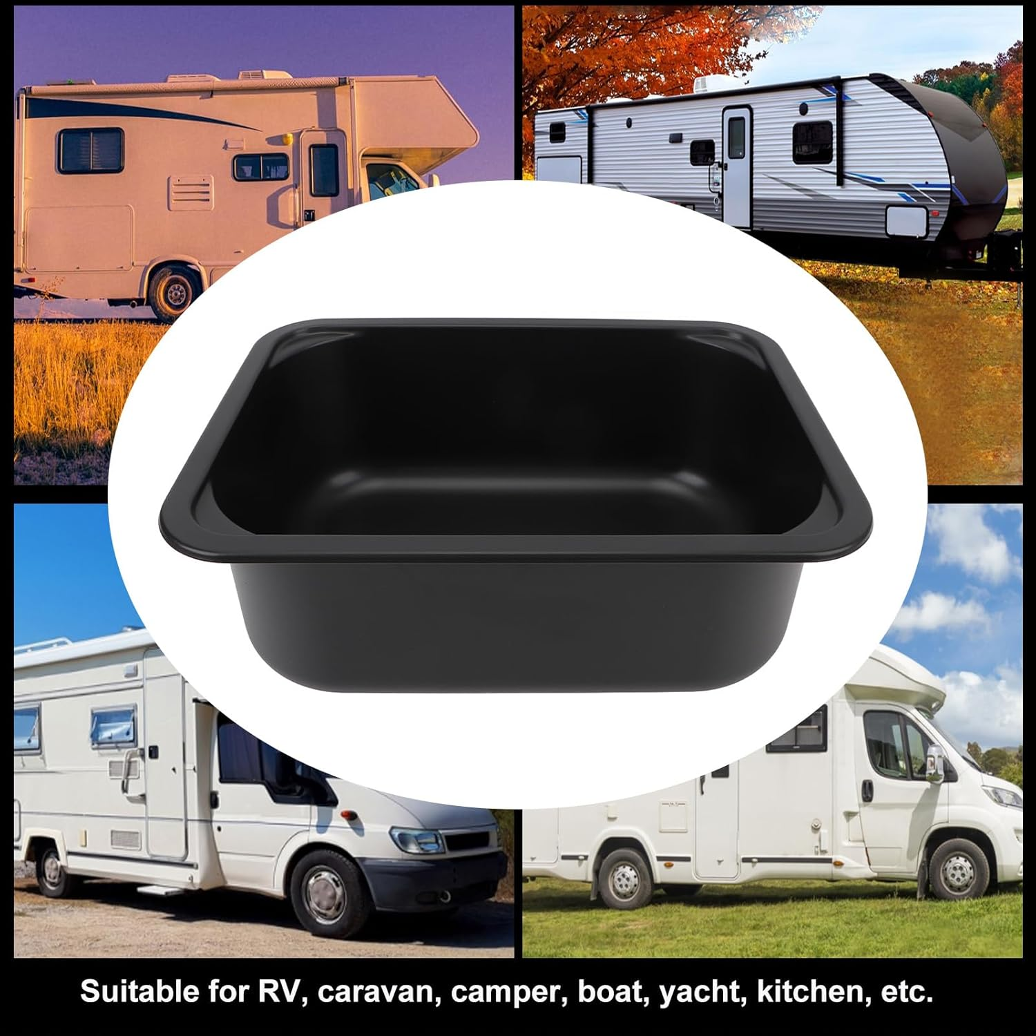 Jiawu RV Sink, Stainless Steel, Undermount, Single Bowl, 12L, 14.5In Mounting Hole