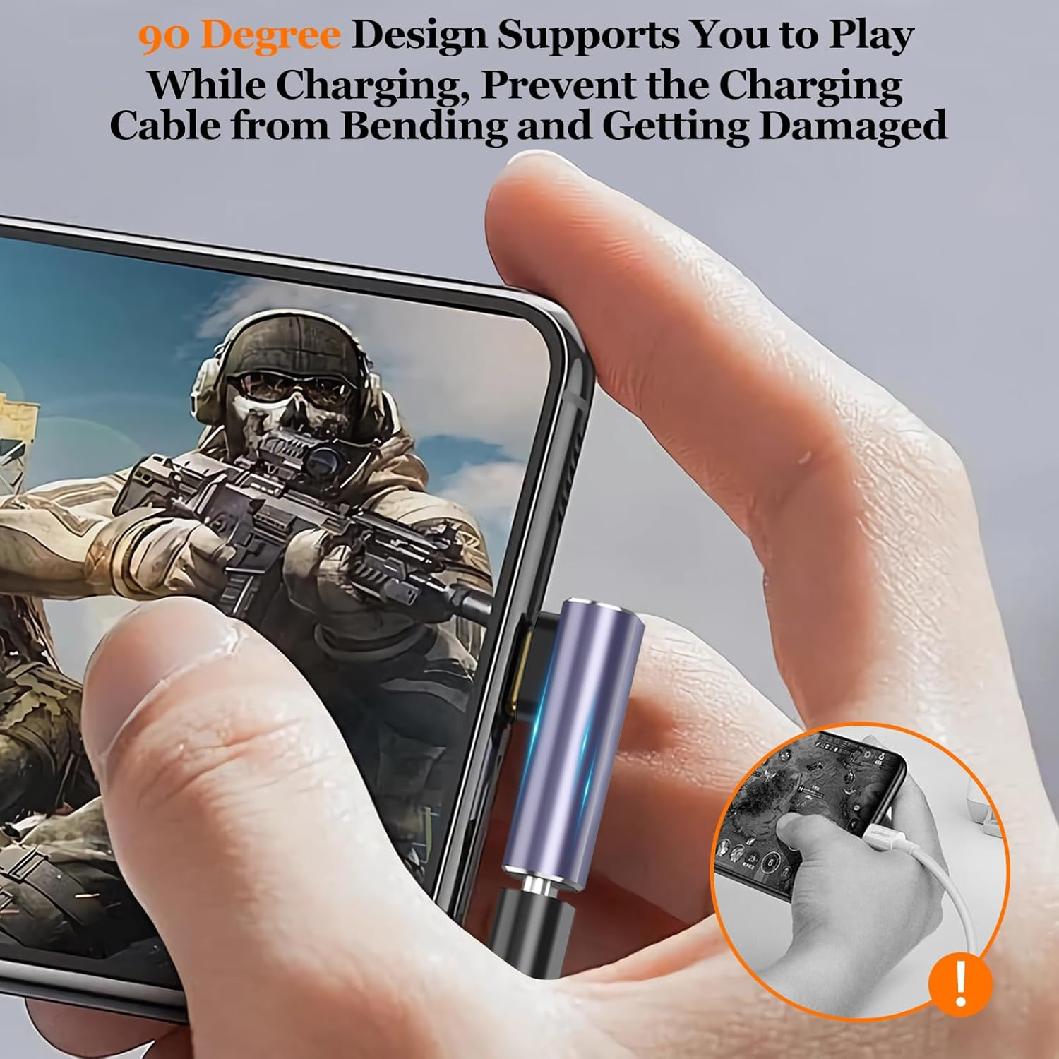 3 Pack USB C 90 Degree Adapter, Right Angle&Middle Angle and Side Angle 90 Degree Right Angle Type C Male to Female Adapter Support 240W Power Delivery, for Laptop, Tablet and Phones image number 2