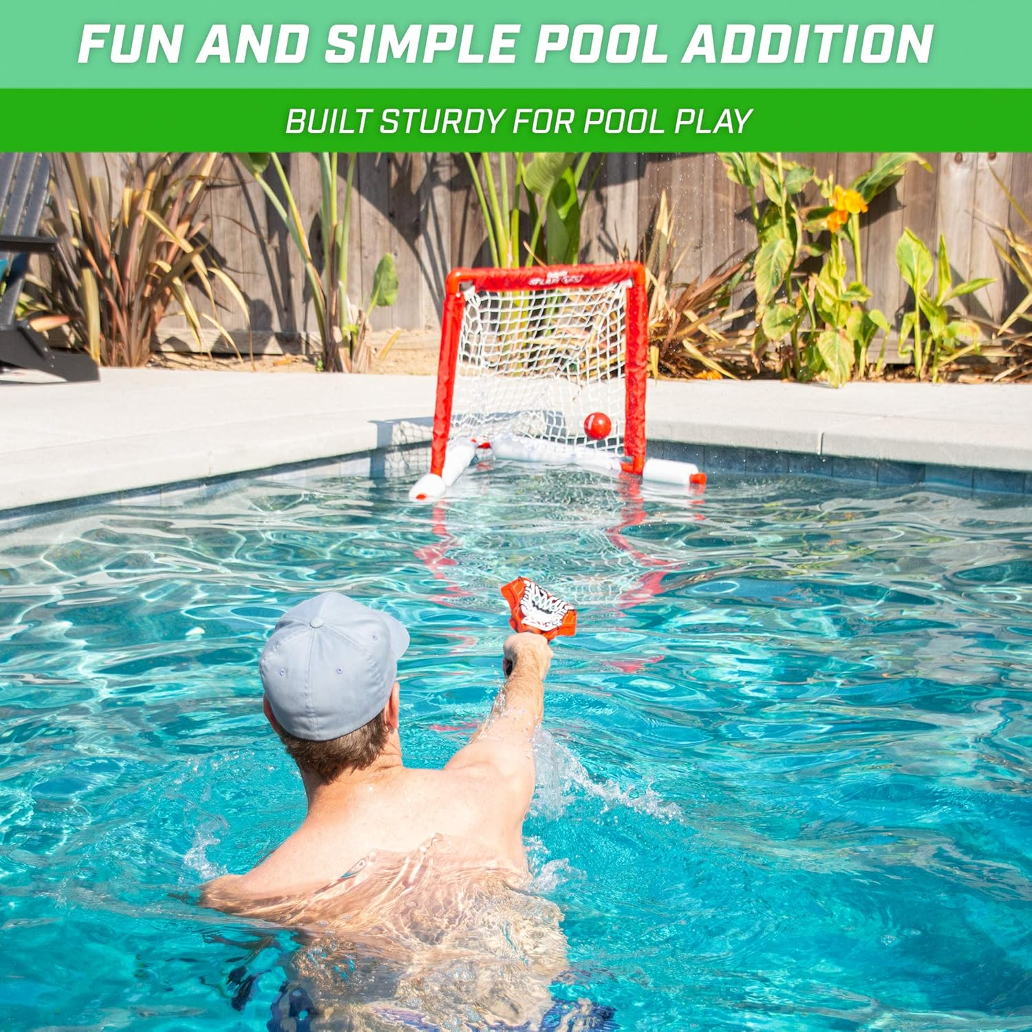 Gosports Splash Hoop 360 & Splash Pass Floating Pool Games - Choose between Basketball, Football and Lacrosse - Set Includes Hoop, Balls and Pump image number 1