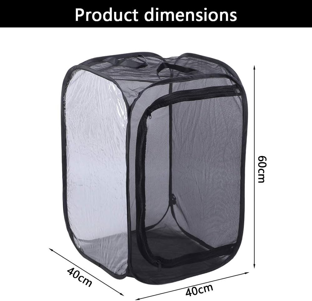 Butterfly Habitat Cage, Portable Clear Mesh Butterfly Enclosure with Zipper, Pop-Up Insect Terrarium for Raising Caterpillars and Butterflies, Outdoor Collapsible Butterfly Net Cage image number 3