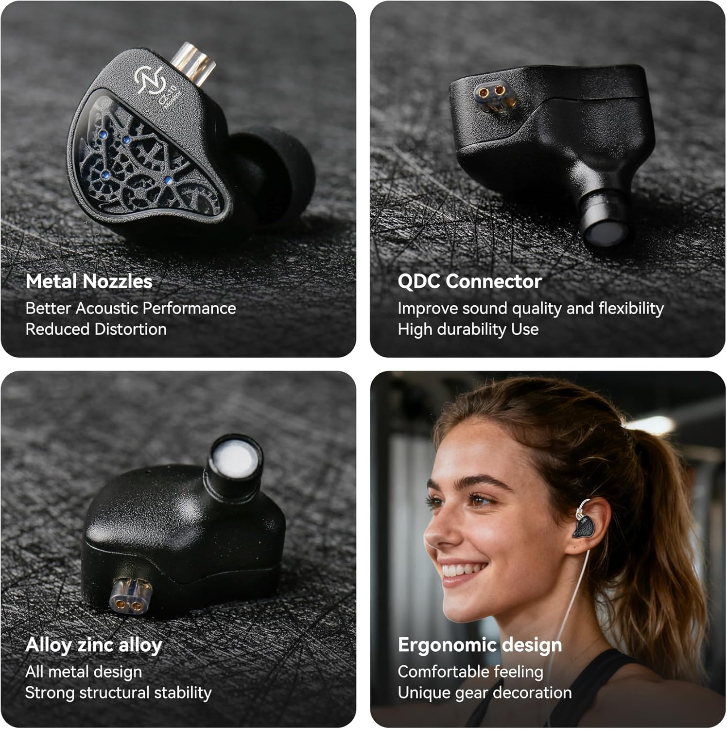 KINBOOFI CCZ CZ10 Iems with Microphone, 4BA + 1DD In-Ear Monitor, Hifi Earphones with 10Mm Dual Magnetic PET Driver, Gaming Headphones with Detachable 2 Pin Cable image number 4