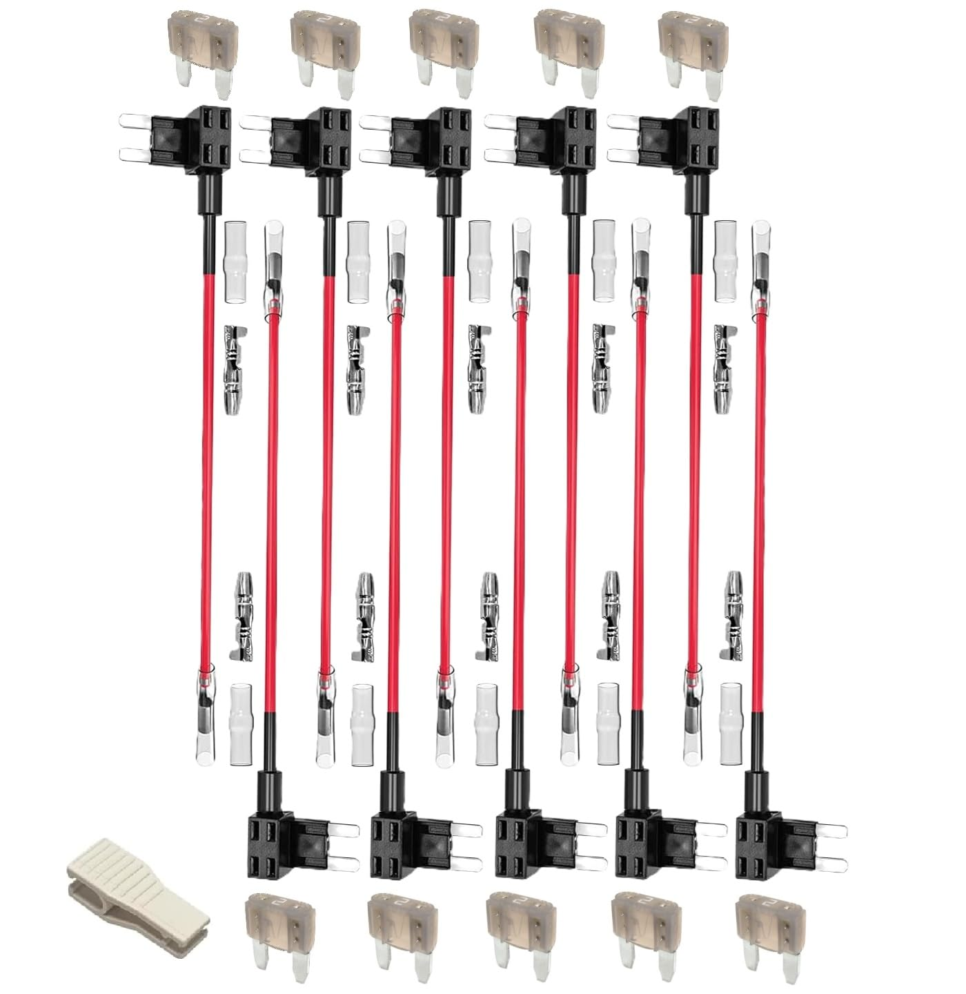 5 Pack Mini (ATS) Add-A-Circuit 16AWG Fuse Tap Kit &ndash; Automotive Piggy Back Fuse Holders with Wire Harness for Car, Truck, SUV, Caravan, Boat Ozchillon (5, 4AMP) image number 3