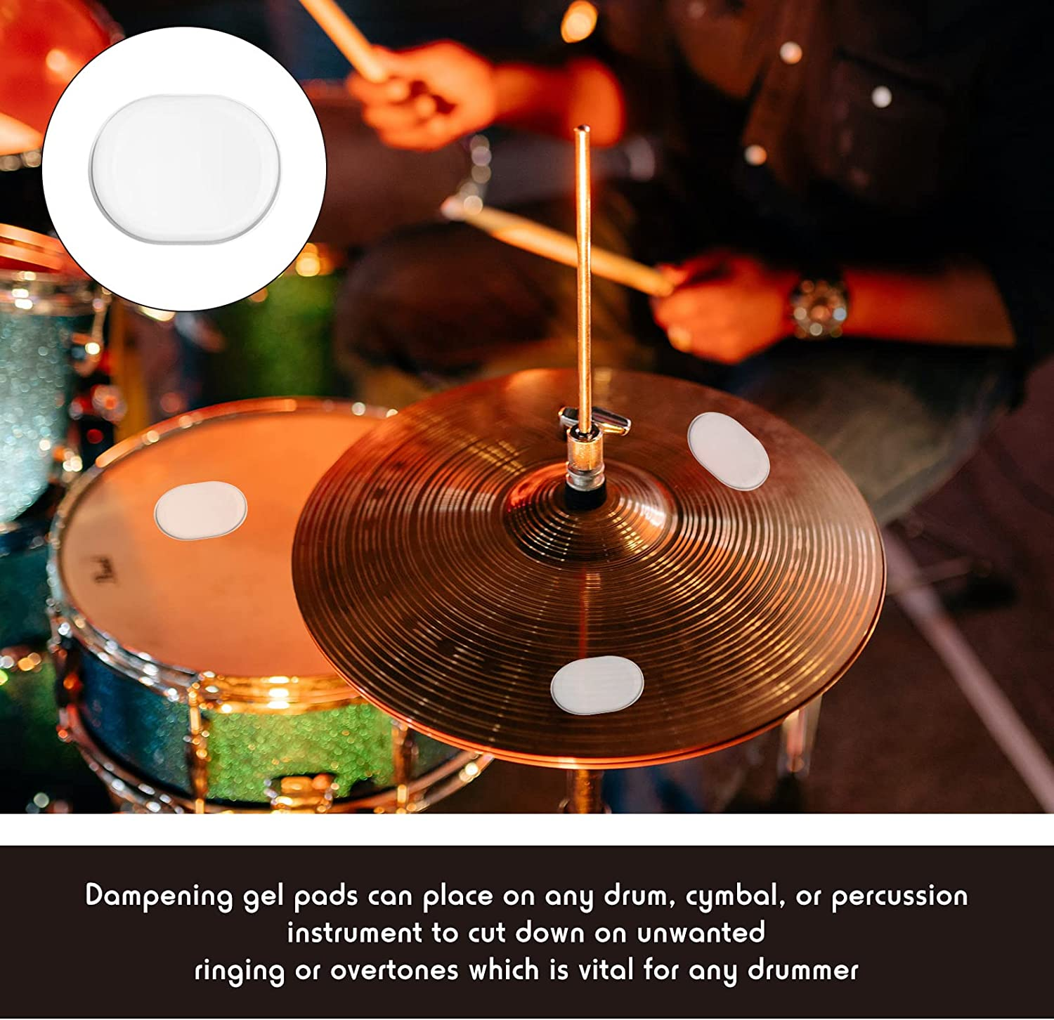 Yeshone 60 Pieces Drum Dampeners Gel Pads Silicone Soft Moon Gels for Drums Cymbals Tone Control Accessories image number 2