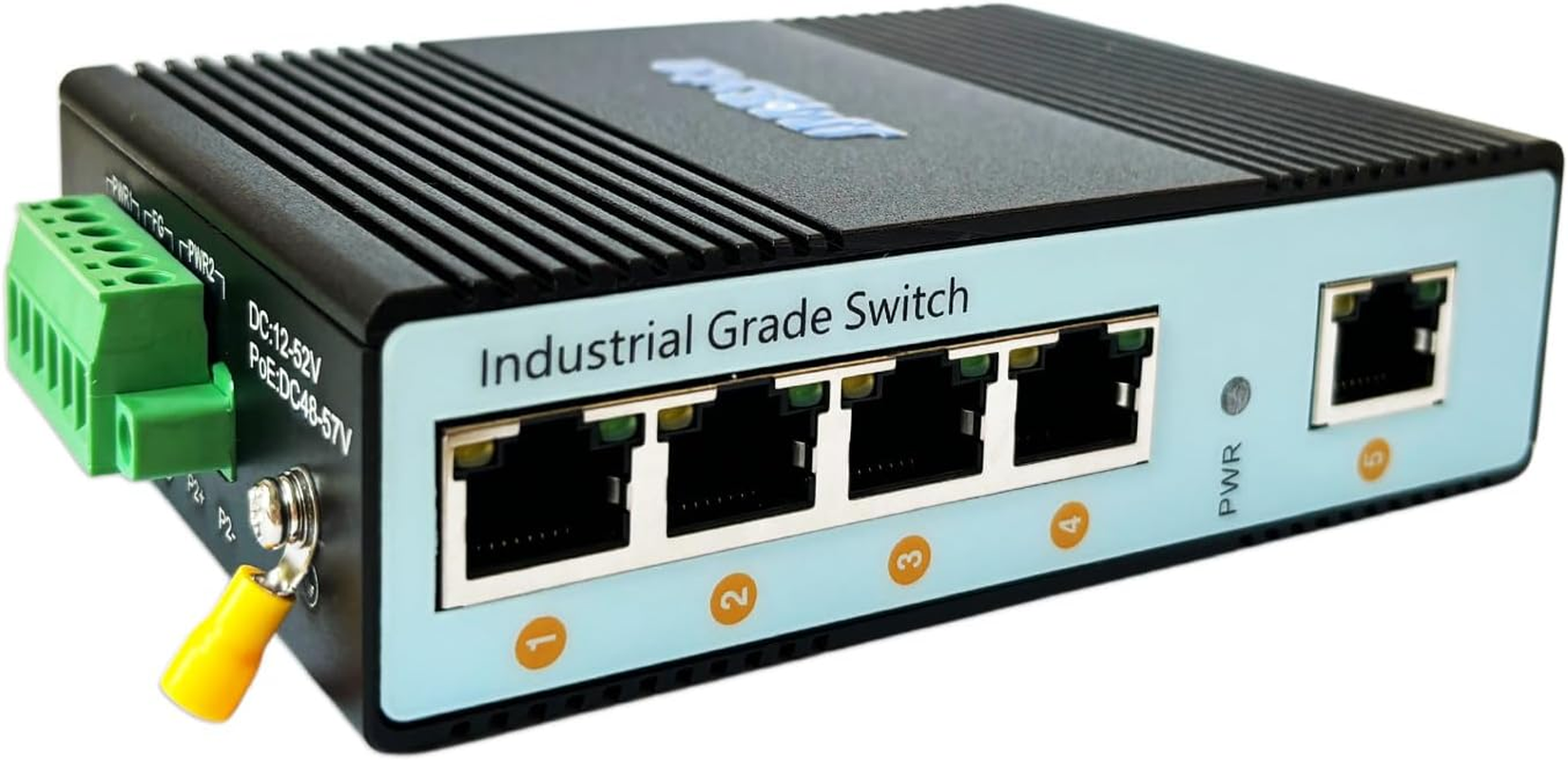 5-Port Gigabit Industrial Din-Rail Ethernet Switch, 5 Ports RJ45 10/100/1000Mbps Ethernet, Unmanaged Network Switch, 10Gbps Switching Capacity, IP40 Rated (JM-IN2054-G) image number 6