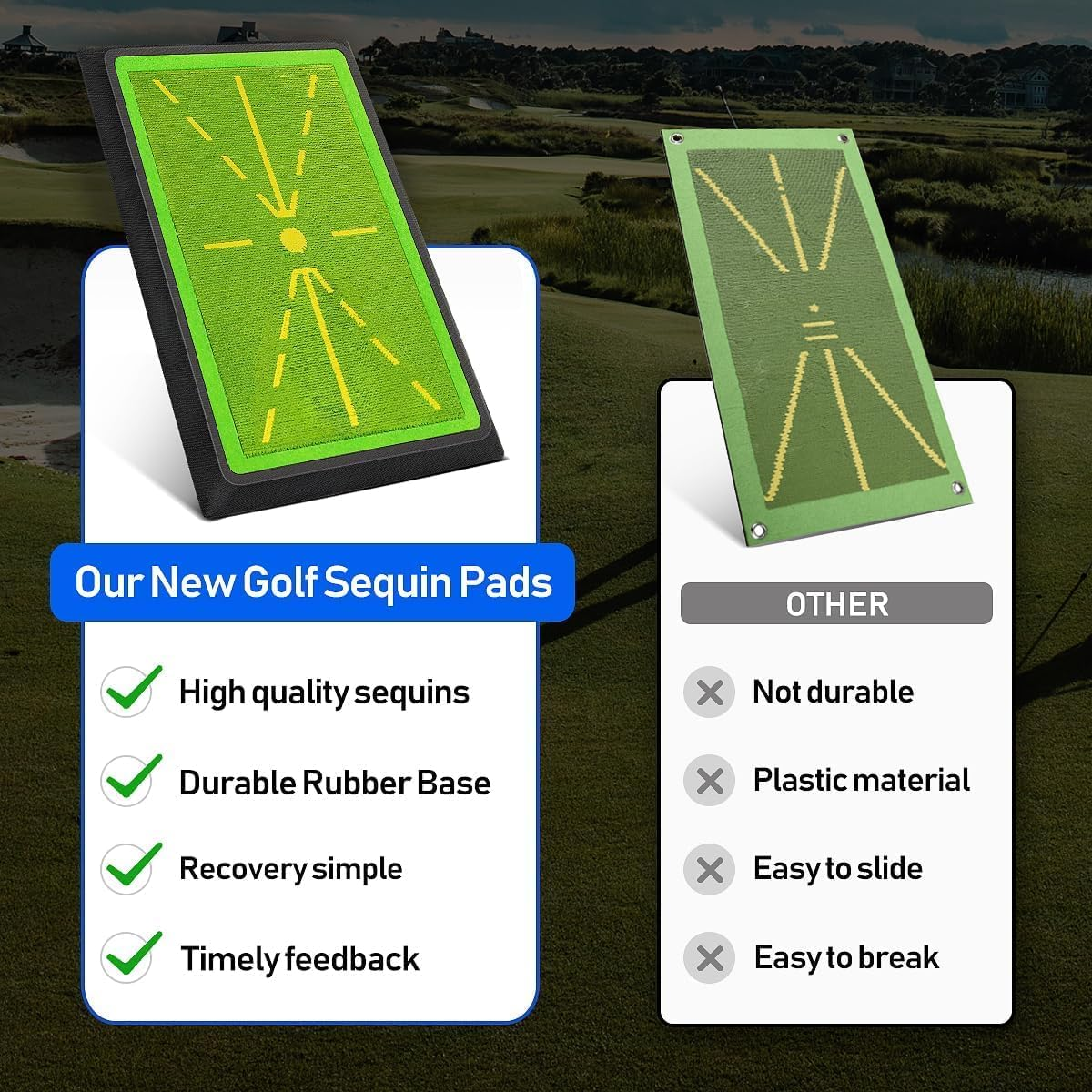 SWINGTEK Golf Swing Mat, Heavy Duty Divot Board, 12 * 17 INCH Golf Training Mat for Swing Path Feedback and Indoor Practice image number 2