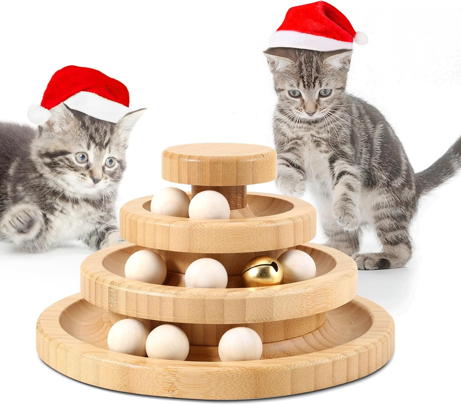 LUPAPA Cat Toys for Indoor Cats，With 9 Cat Toy Ball Interactive Wooden Cat Toy，Funny Roller Cat Tower Toys image number 1