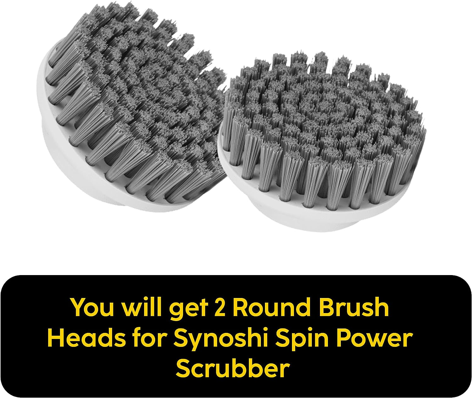 Synoshi round Brush Heads (2 Units) for Electric Spin Scrubber | Designed for General Cleaning Tasks image number 2