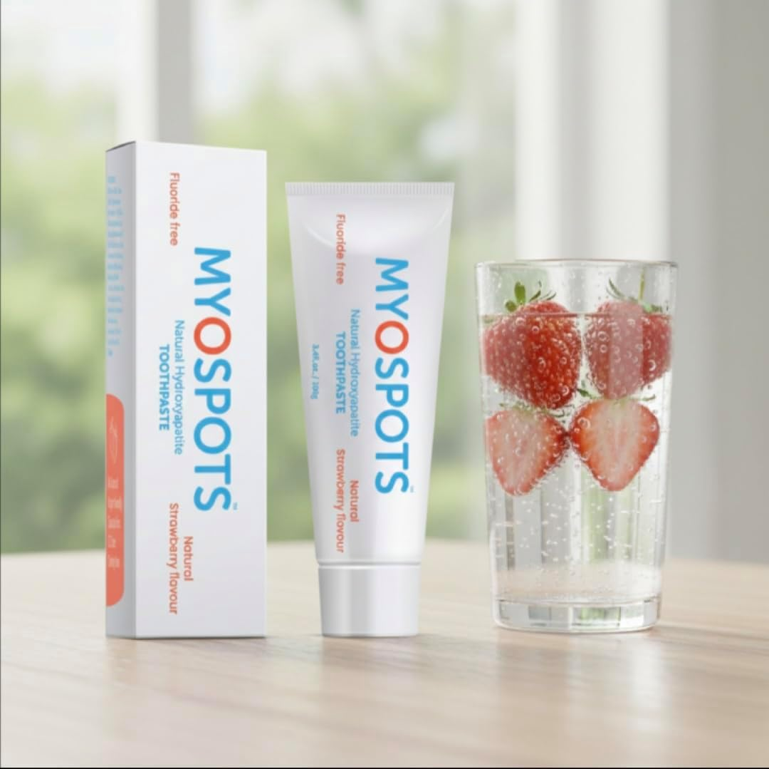 MYOSPOTS Hydroxyapatite Toothpaste - Whitening & Sensitive Care, Reinvented Oral Health with HYDROXYAPATITE, Strawberry Flavour, Fluoride & Sodium Lauryl Sulfate Free (1) image number 5