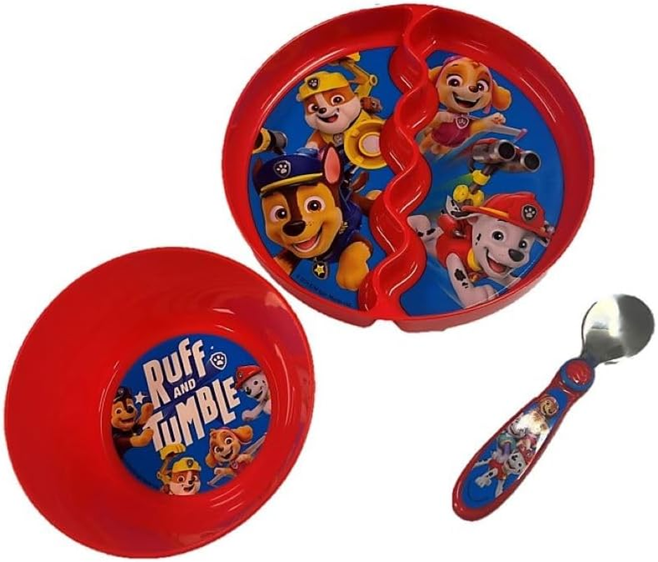 The First Years Paw Patrol Mealtime Set with Divided Suction Plate Bowl and Spoon (3 Piece) image number 2