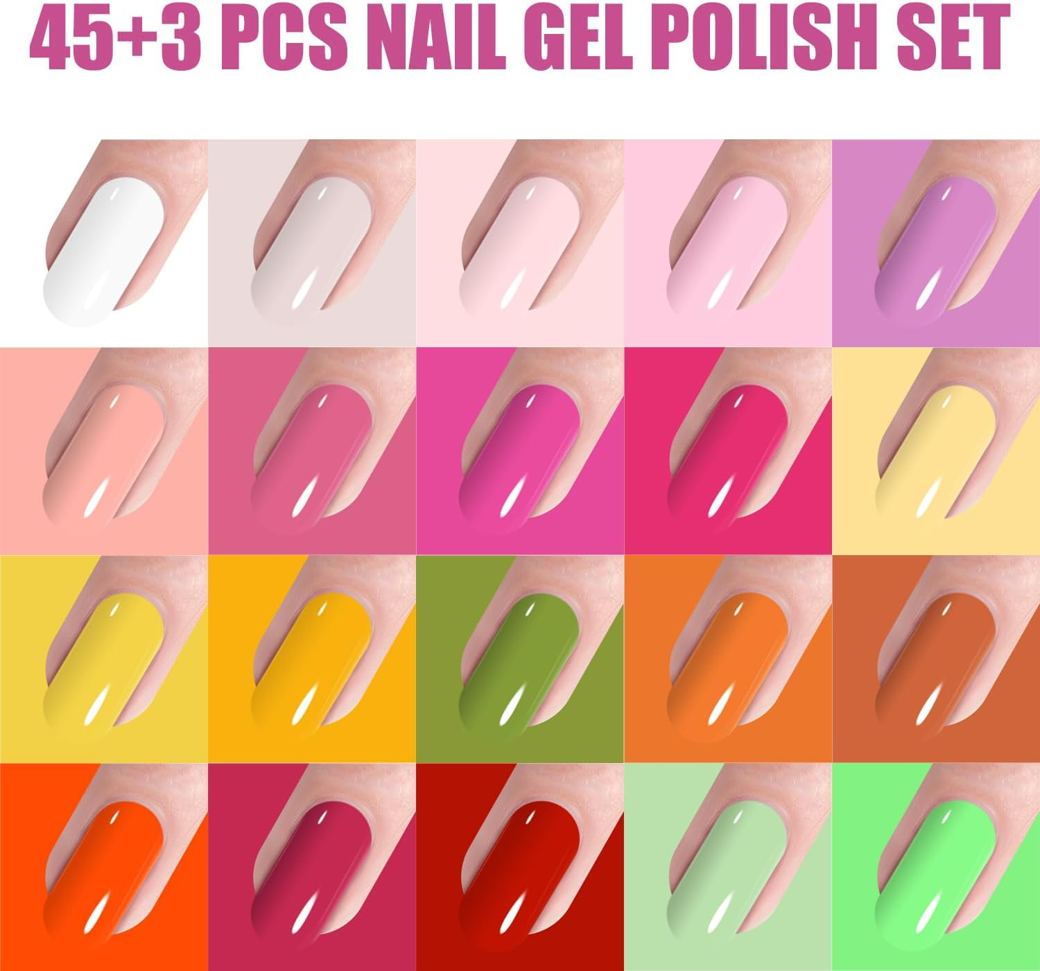 Vishine Gel Nail Polish Set - 45 Color Gel Nail Polish with Base Top Coat Lasting Nail Gel Polish Soak off UV LED Gel Polish Manicure Kit 48Pcs 8Ml image number 6