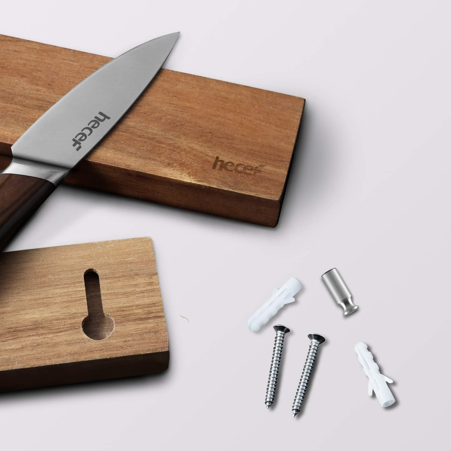 Hecef 15CM Magnetic Knife Holder,Acacia Wooden Knife Strip image number 6