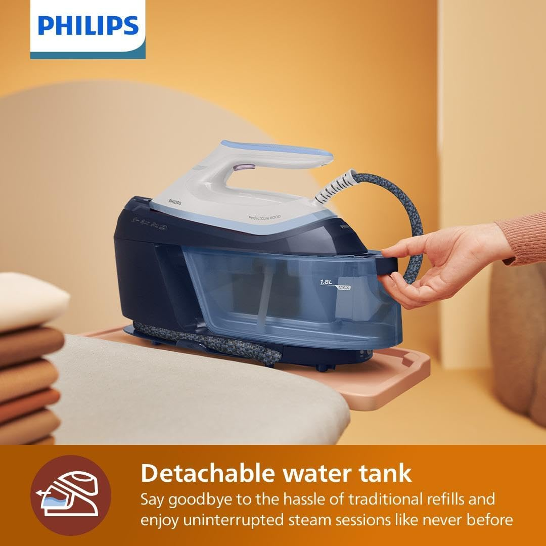 Philips Perfectcare 6000 Series Steam Generator - 2400W - 500G Steam Boost - 6.5 Bar Pressure - Optimaltemp Technology - 1.8L Water Tank - White/Blue (PSG6026/20) image number 5