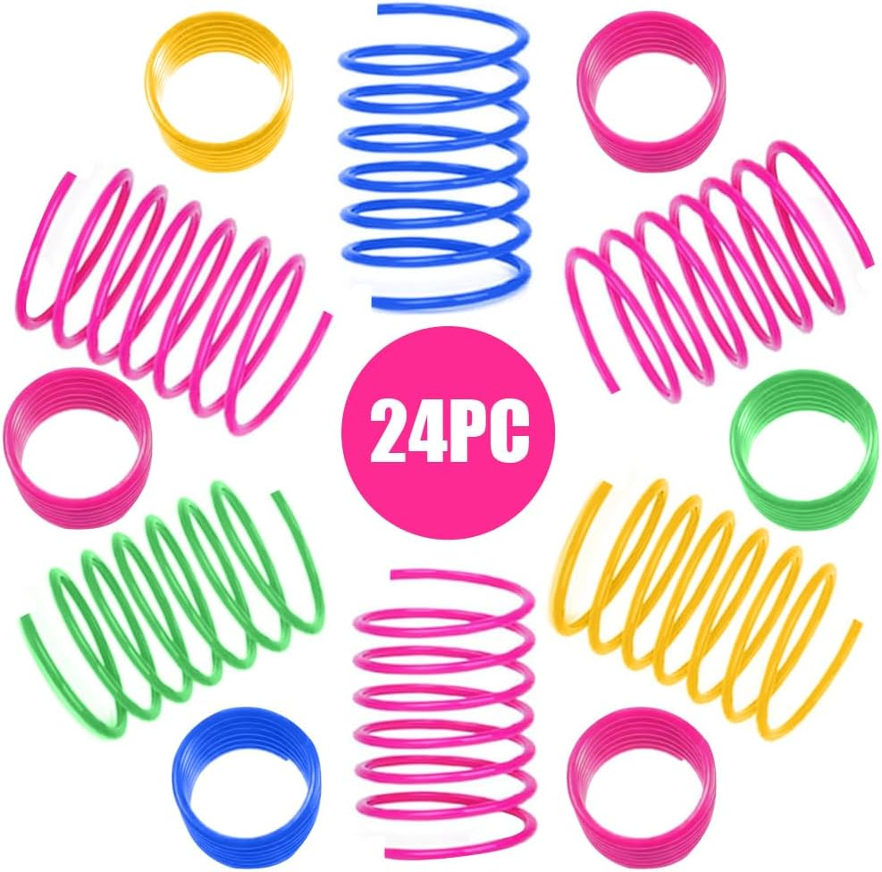 Vsshe Spiral Cat Toy, Pack of 24 Plastic Spiral Springs, Bpa-Free Cat Toy, Spiral Cat Toy, Colourful Novelty Pets Toy, Spring Spiral for Cats image number 6