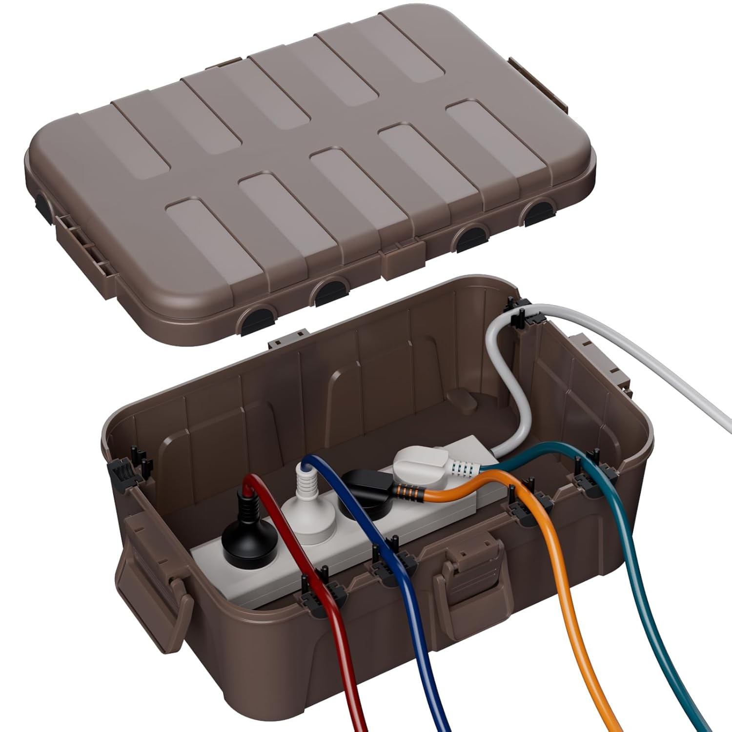 RESTMO Extra Large Weatherproof Electrical Box (32 X 22 X 13 Cm), IP54 Waterproof Outdoor Extension Lead Cover, Protect Outlet, Plug, Socket, Timer, Power Strip, Holiday Light Decoration, Black