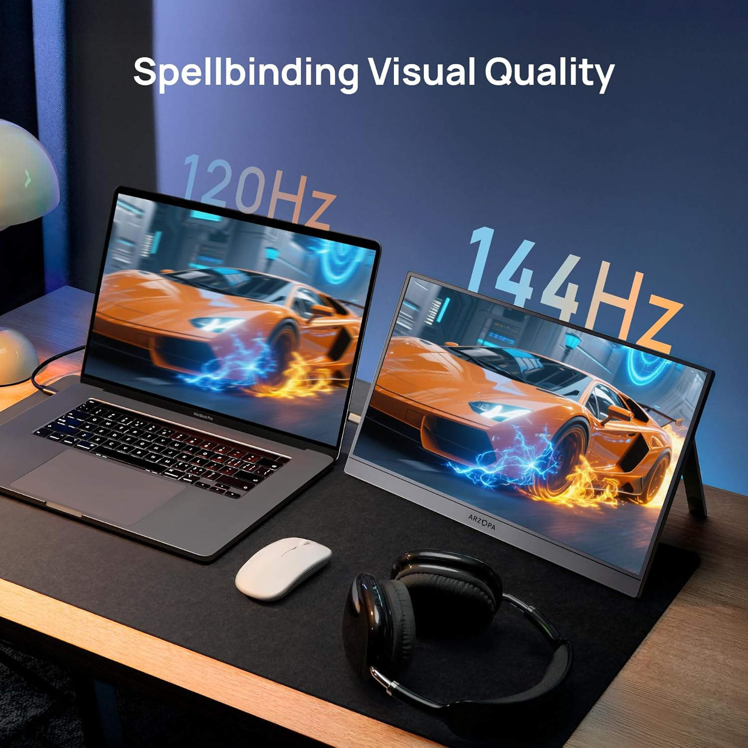 ARZOPA 16.1'' 144Hz Portable Gaming Monitor, 106% Srgb 1080P FHD Kickstand Portable Monitor with HDR, Ultra Slim, Eye Care, External Second Screen for Laptop, PC, PS5, Mac, Xbox-Z1Fc Grey