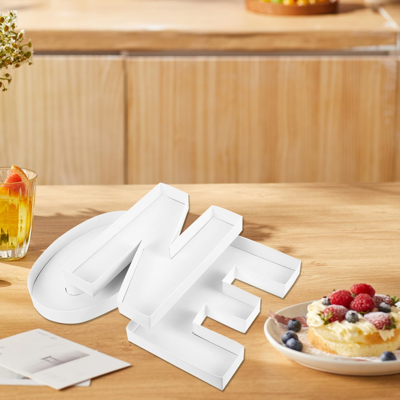 MAGICLULU 1 Set Box Alphabet Candy Box Candies Decoration One Charcuterie Board Letters Hollow Letters for Charcuterie to Fill Cardboard Letter Charcuterie Letters Sweet Holder White Paper image number 4