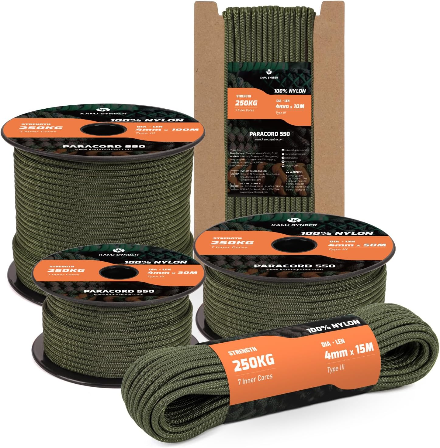 550 Paracord 4Mm 30M Type III 7 Strands 100% Nylon Rope Parachute Cord Ideal for Crafting, DIY, Camping, Survival, Outdoor | Support 250Kg | Dark Blue