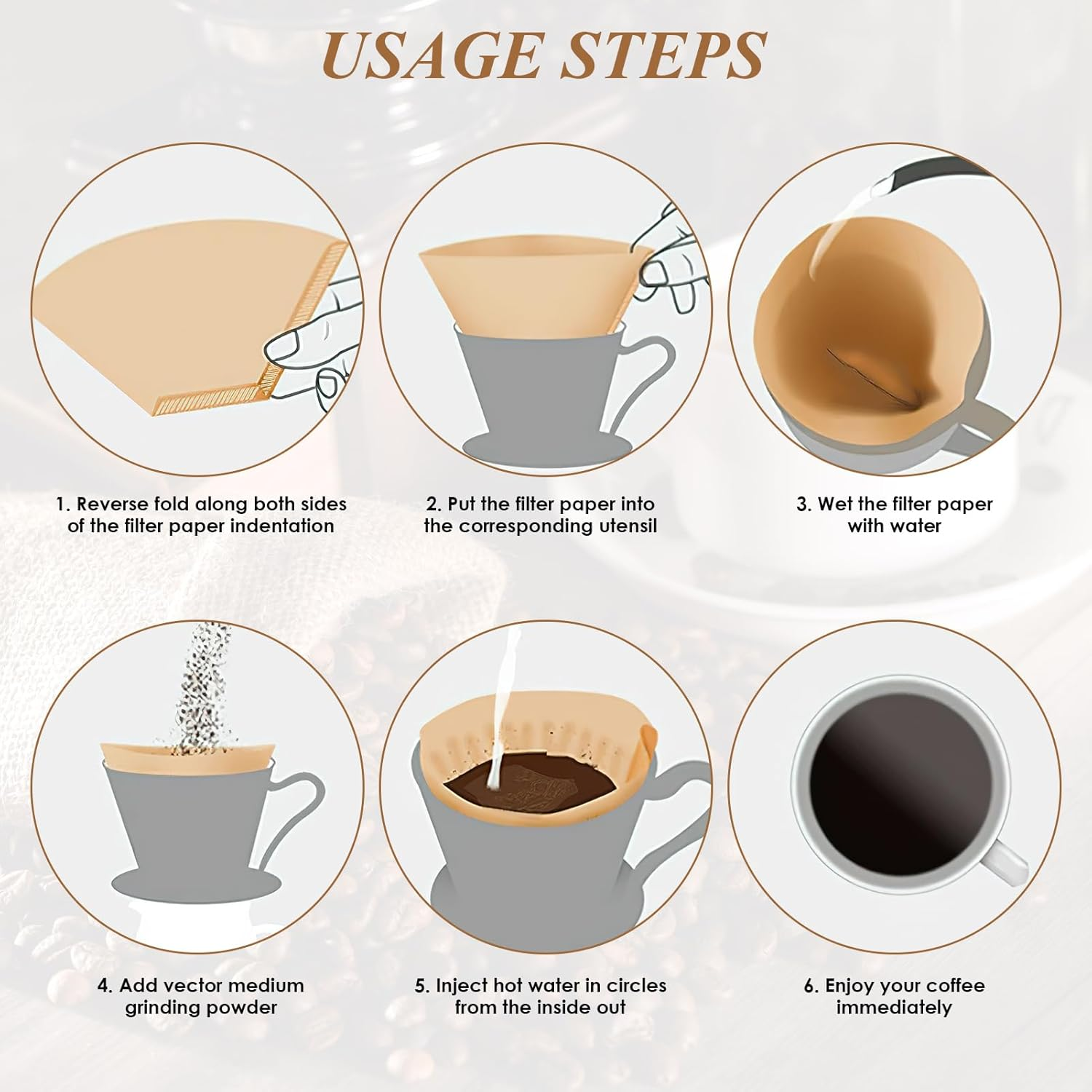 80 Pcs Coffee Filter Paper, Two-Color Original Wooden Drip Paper for Perfect Pour over & Drip Coffee, Fits Most Coffee Machines & Cones, Premium Quality for Aroma & Smooth Taste image number 1