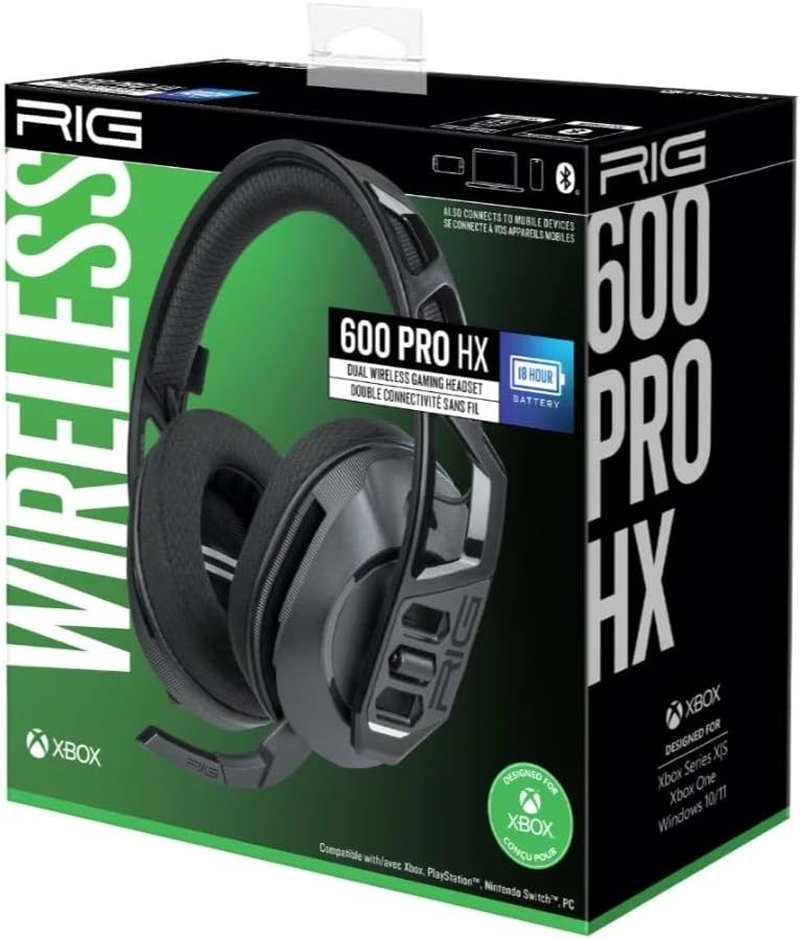 RIG 600 PRO HX Dual Wireless Universal Gaming Headset with 2.4Ghz/Bluetooth for Xbox Series X|S, Xbox One, Playstation PS4, PS5, Nintendo Switch, Switch 2, PC, Steam Deck, Android, Iphone &ndash; Black