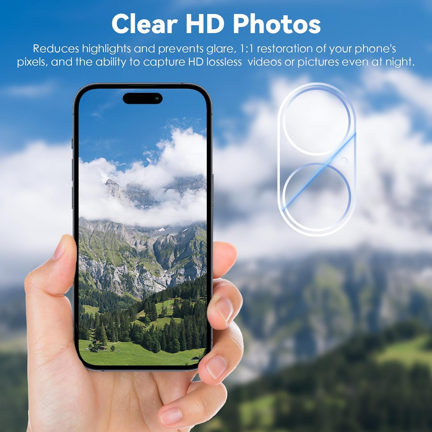 Cloudvalley [3 Packs] for Iphone 17 /Iphone 16 /Iphone 16 plus Camera Protection, Military Standard Scratch-Resistant Protective Film, 9H Hardness, Bubble-Free Tempered Glass Camera Screen,Clear image number 3