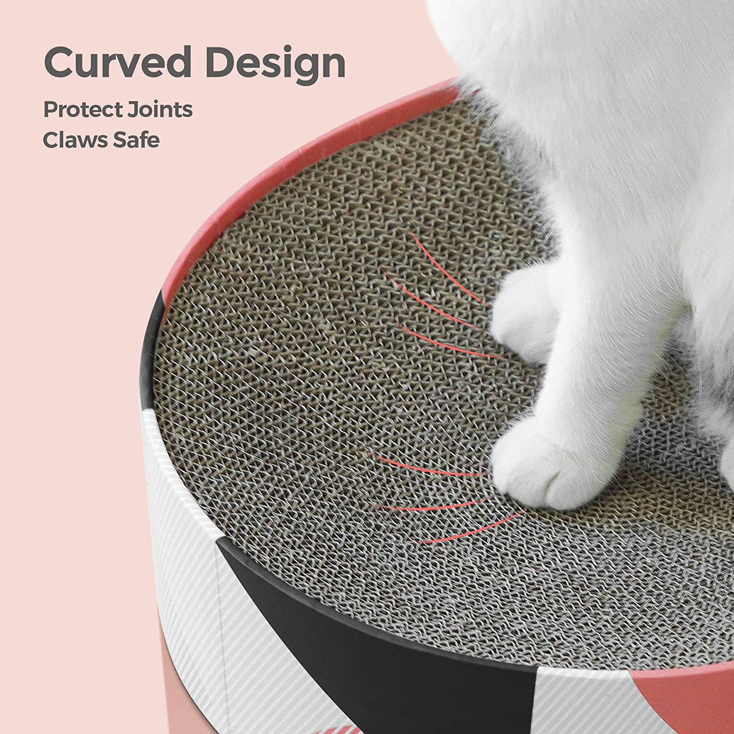 Comsaf Cat Scratcher Cardboard, Oval Corrugated Scratch Pad, Cat Scratching Lounge Bed, Durable Recycle Board for Furniture Protection, Cat Scratcher Bowl, Cat Kitty Training Toy image number 2