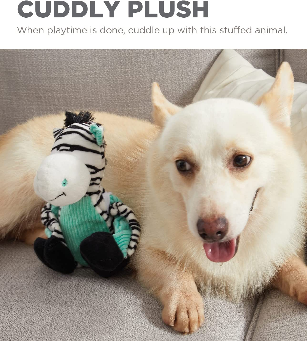 Charming Pet Pulleez Zebra Plush Squeaky Dog Toy