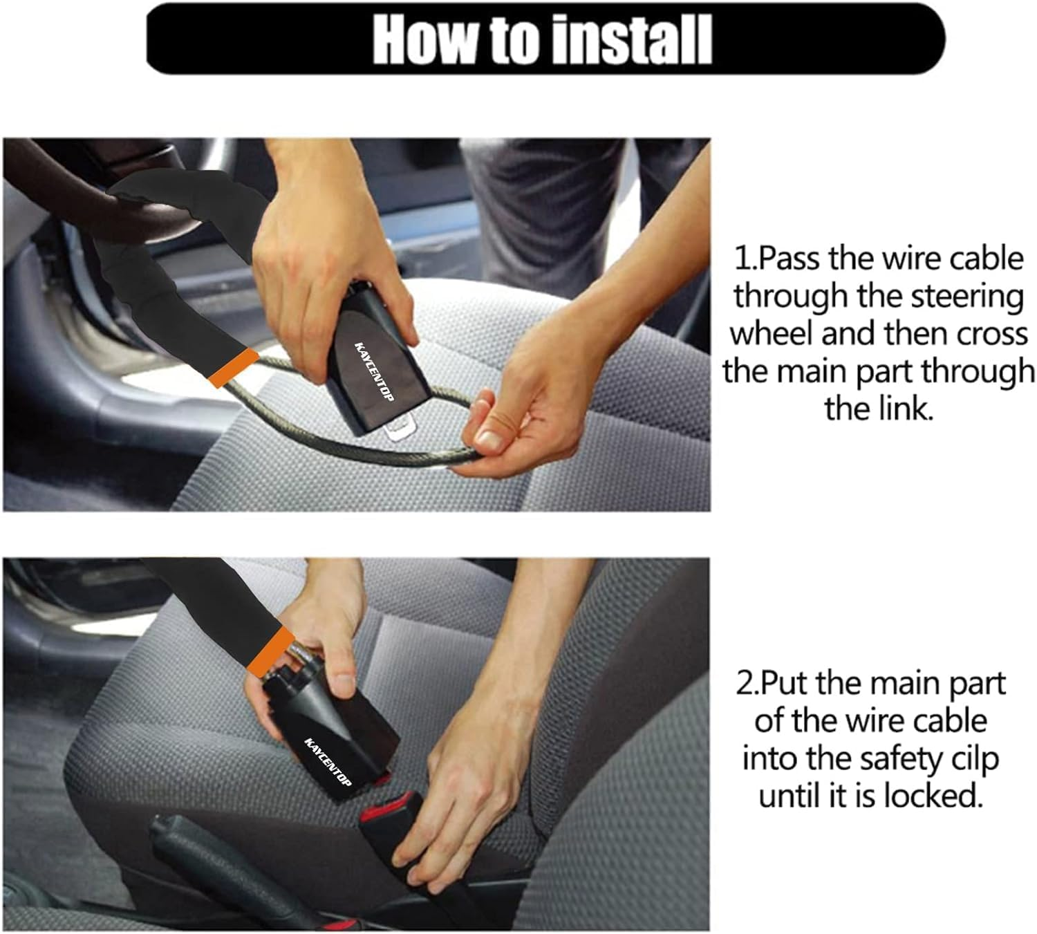 Car Steering Wheel Lock with 3 Keys &ndash; Anti-Theft Device &ndash; Universal Fit for Most Cars, Suvs & Vans &ndash; Adjustable Seat Belt Buckle Lock &ndash; High Security Vehicle Protection, Durable Car Accessory (Black) image number 1