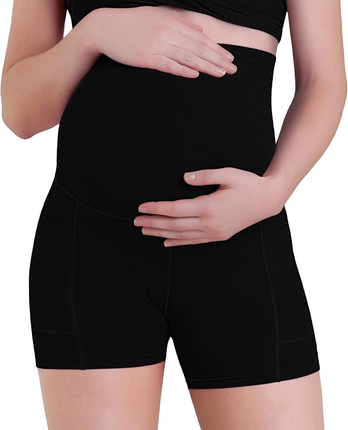 Sunzel Women'S Maternity Yoga Shorts with Pockets over the Belly Pregnancy High Waisted Comfy Stretchy Biker Workout Shorts image number 1