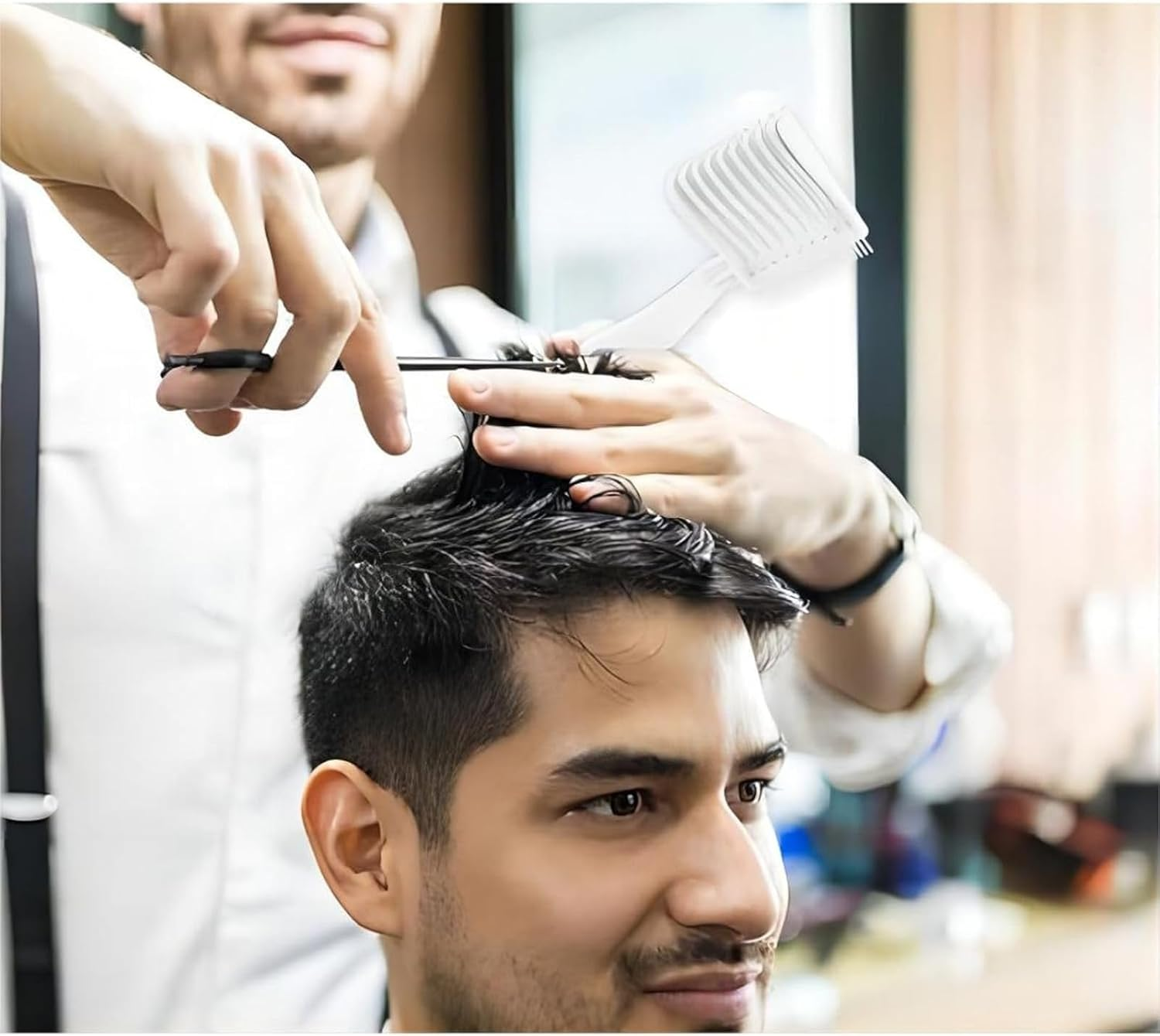 ZENRUIMING 2-Piece Set of Hair Stylist Fading Combs, Curved Hair Combs, Professional Curved Positioning Combs, Portable Hair Styling Tools, Home Salon Hair Cutting Combs (White) image number 3