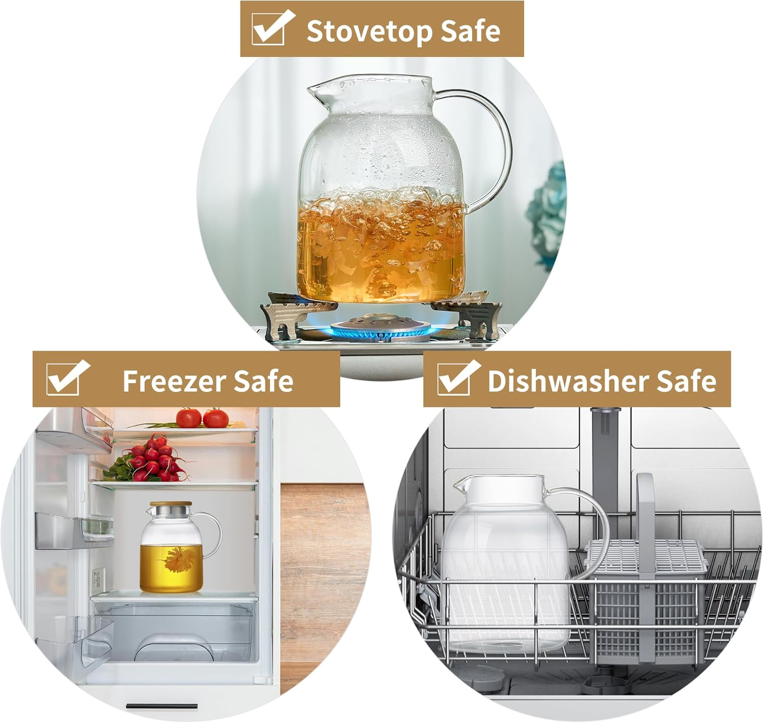 Large Glass Teapot with Infuser, Stovetop Safe, Thickened Heat Resistant Borosilicate Glass, 68 Fl Oz Glass Tea Kettle with Bamboo Lid image number 2