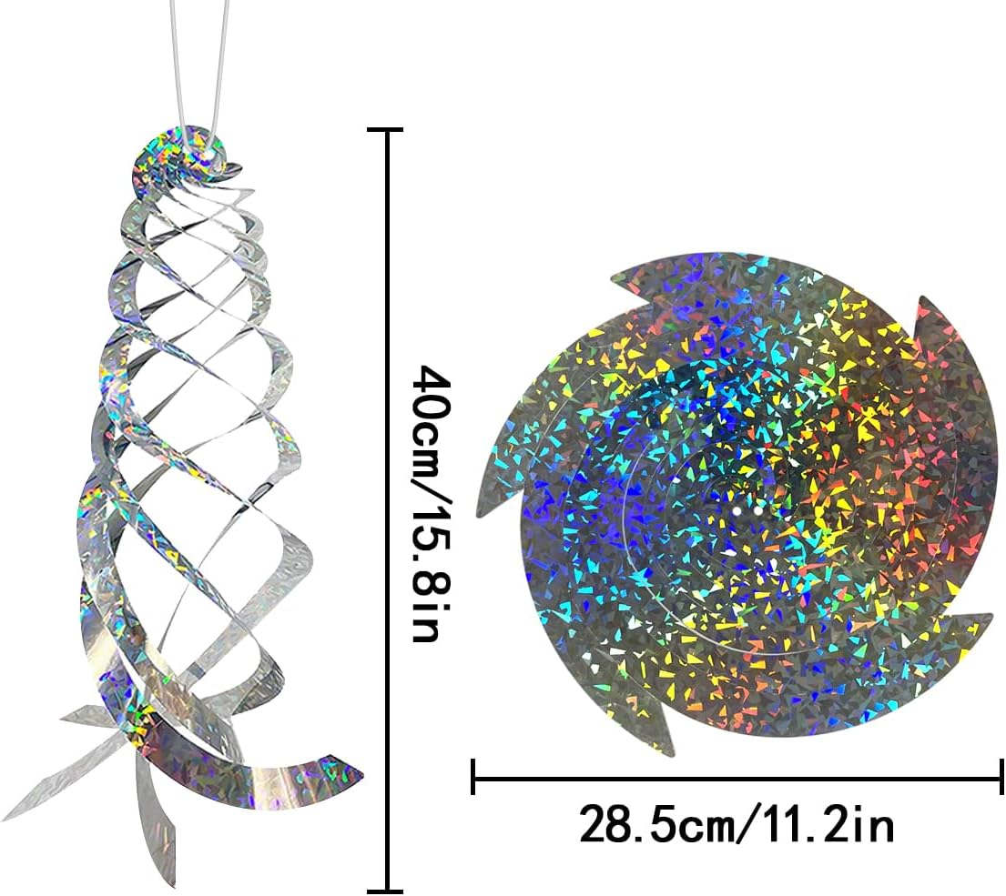 Bird Repellent Spiral Reflectors, 2 PCS Hanging Reflective Bird Deterrent Devices for Scare Pigeons and Other Small Birds (40Cm) image number 2