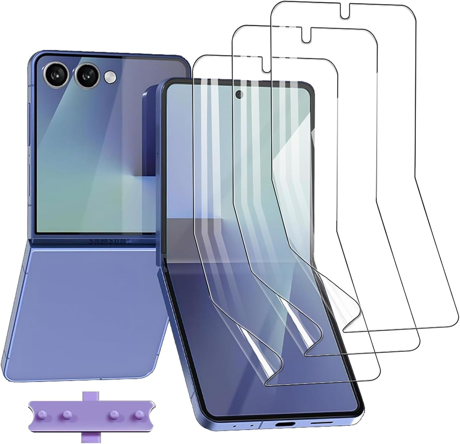 Electro-Weideworld Screen Protector for Samsung Galaxy Z Flip 7/Flip7, 3 Pack HD Clear Bubble-Free Anti-Scratch inside Screen Film for Galaxy Z Flip 7[Self-Healing] image number 3