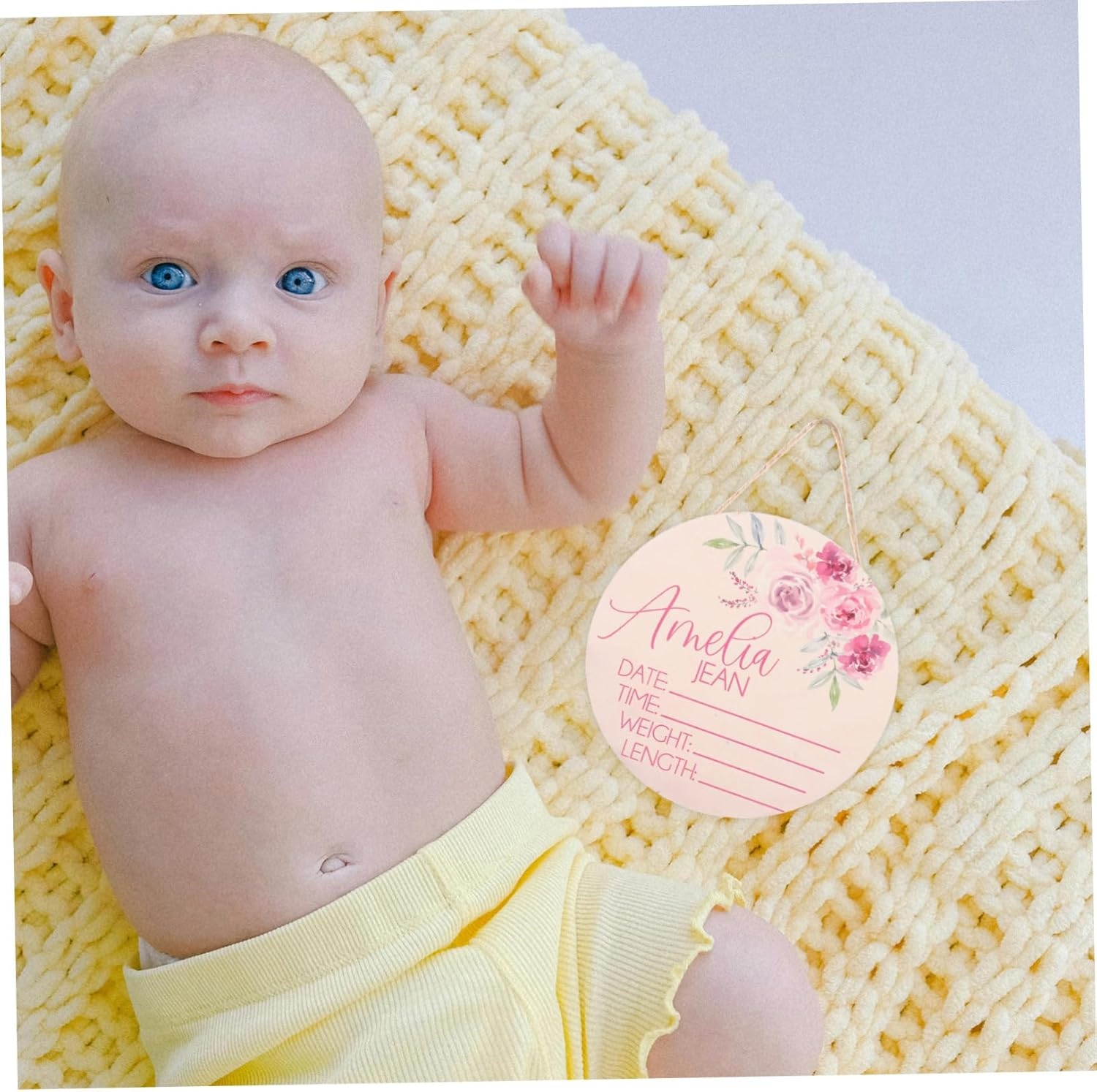 2Pcs Wooden Newborn Name Announcement Sign Nursery Decor for Shower Birth Announcement Name Plaque image number 4