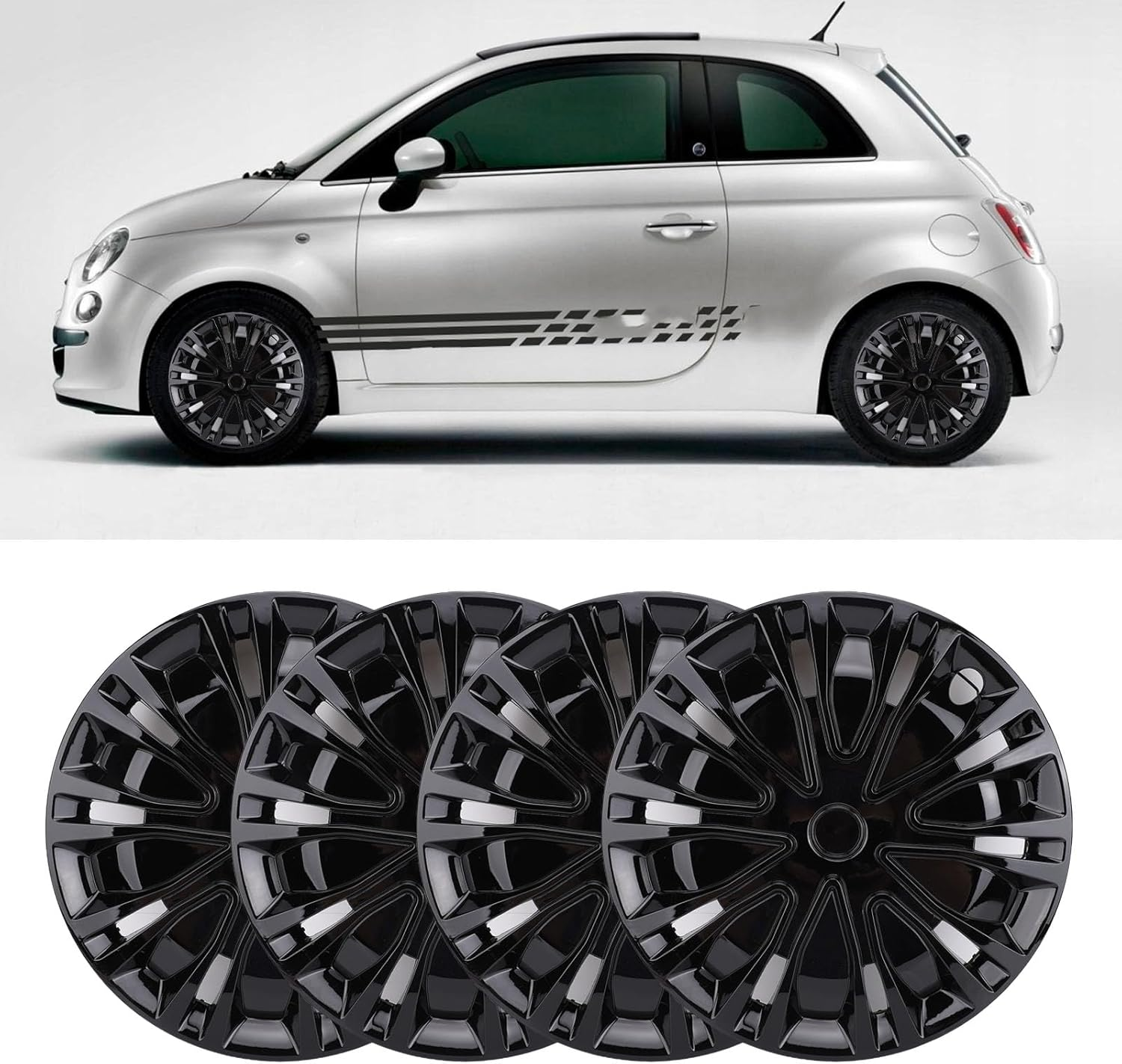 Cryfokt 15In Hubcaps, 4 Pcs Wheel Rim Cover R15 Full Protection for Most Cars Truck SUV (Black)