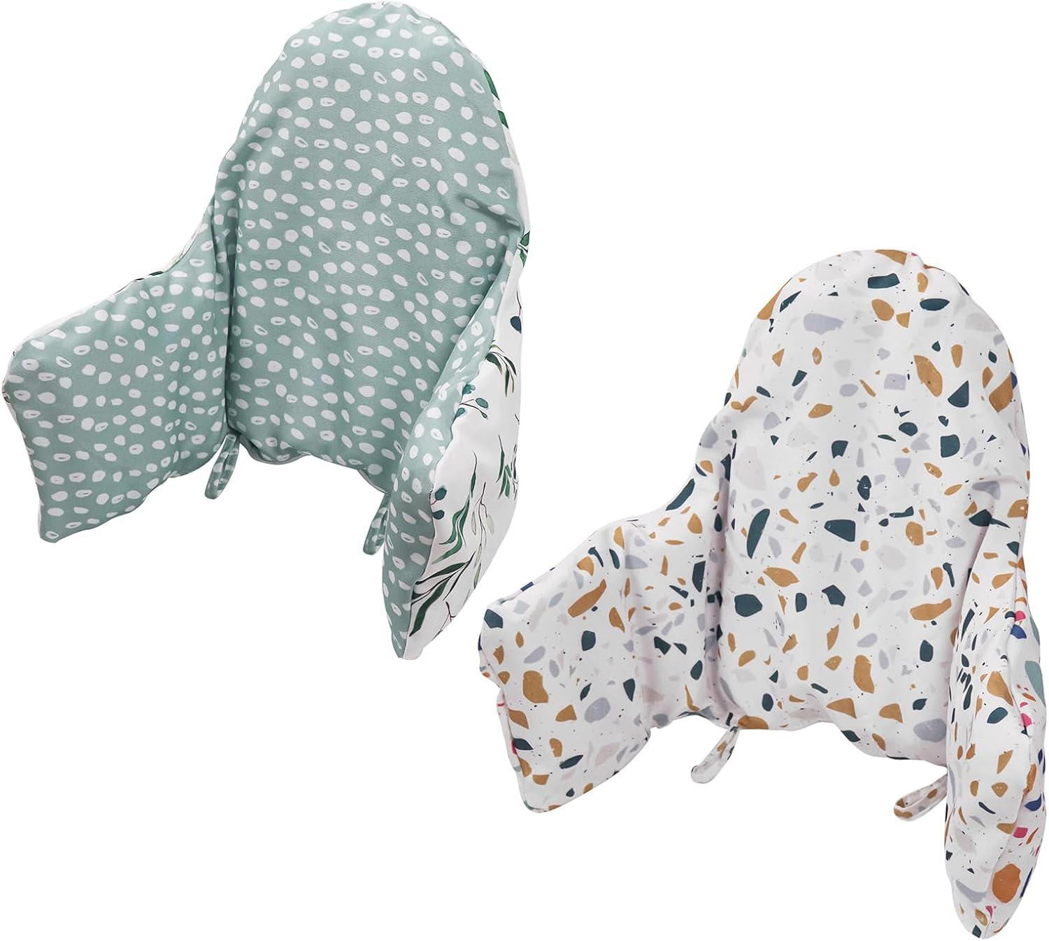 High Chair Cushion, Type High Chair Cover Pad, 2 Pieces Pad for High Chair,Highchair Cushion for IKEA Antilop Highchair, Built-In Inflatable Cushion (Fresh Leaves and Stone Flowers) image number 2