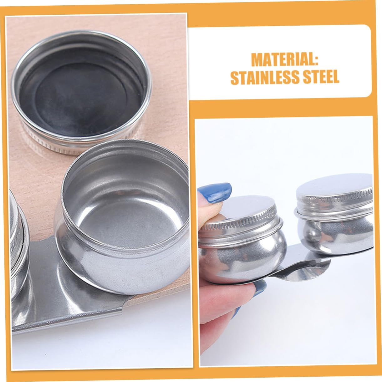 Bestonzon Stainless Steel Oil Painting Palette Cups Leak-Proof Lids, Paint Brush Cleaner Rinse Cups for Artists and Students, 6Cm Oil Paint Jar for Painting Supplies and Brush Washing image number 6
