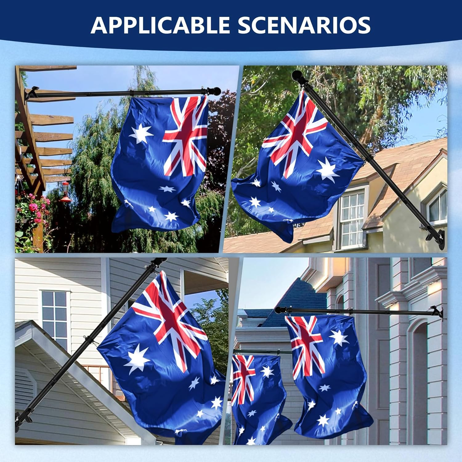 Xiwerhll Flag Pole - Upgraded Bracket Set, 6 FT Stainless Steel Flag Poles，Adjustable Flag Pole Suitable for Home, Commercial, Outdoor Wall-Mounted Flag Pole image number 6