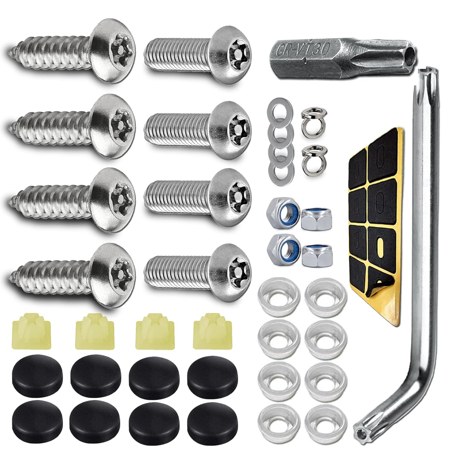 Anti Theft License Plate Screws Kits, Tamper Resistant Licence Plate Kit, 1/4"(M6) Security Screws, Rust Proof Stainless Steel Bolts Fasteners Kit for Front Rear Frame Holder Mounting image number 6
