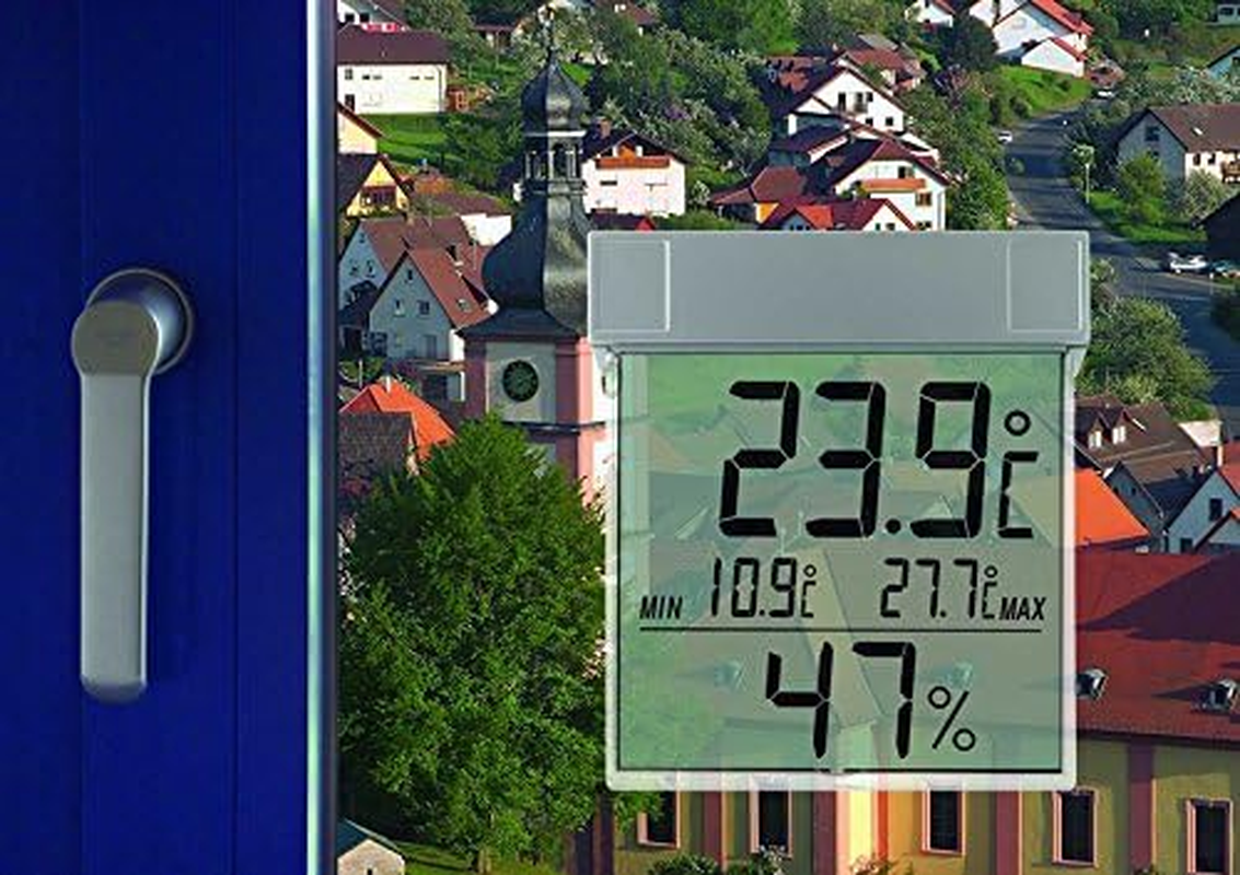 TFA Dostmann Vision 30.5020 Digital Window Thermo-Hygrometer Large Display with Outdoor Temperature and Humidity, L 97 X W 22 X H 105 Mm image number 1