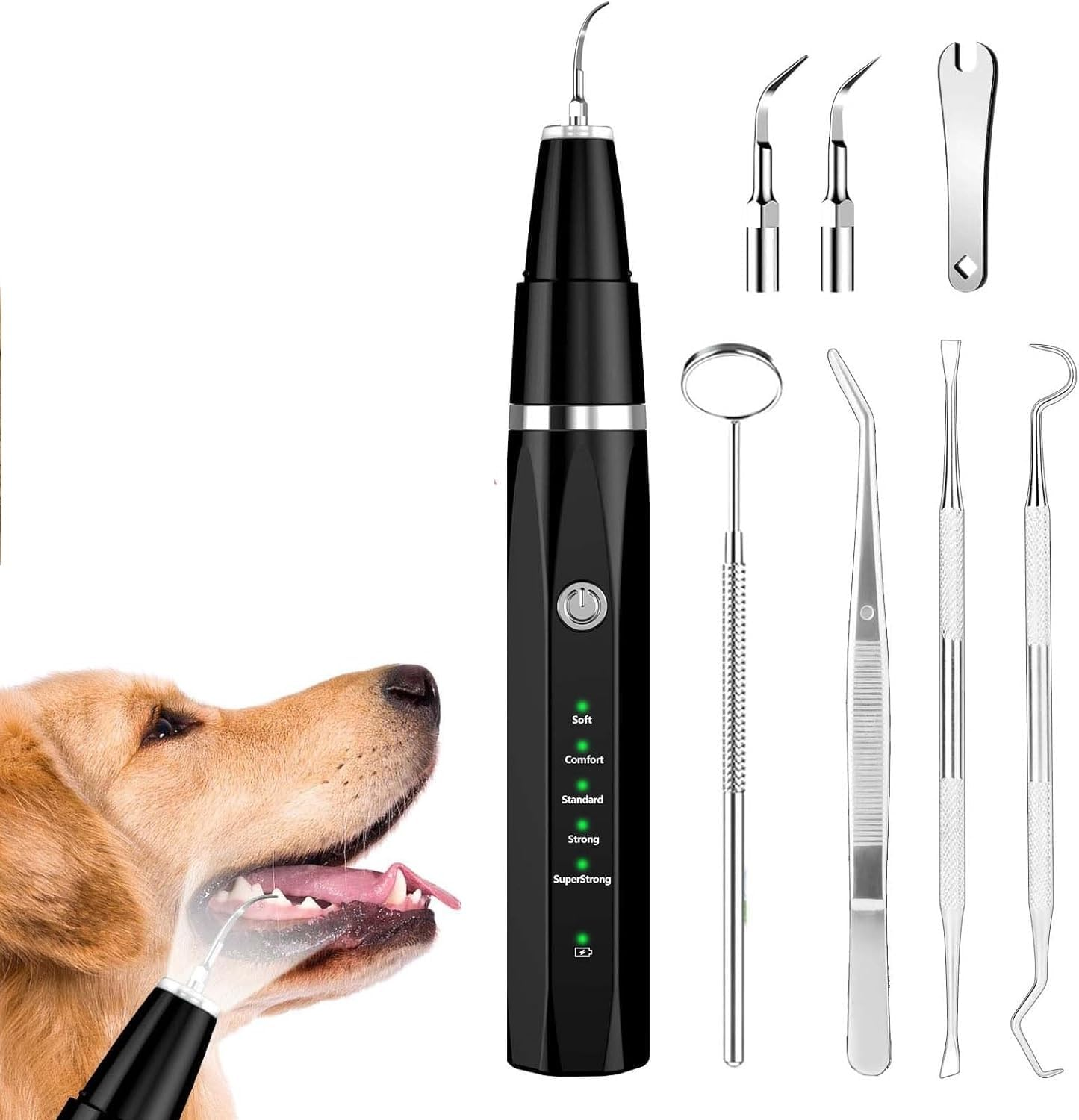 WORLDTREE Pet Ultrasonic Teeth Cleaner, Professional Dental Cleaning Kit for Dogs and Cats, Plaque and Tartar Remover (BLACK) image number 4