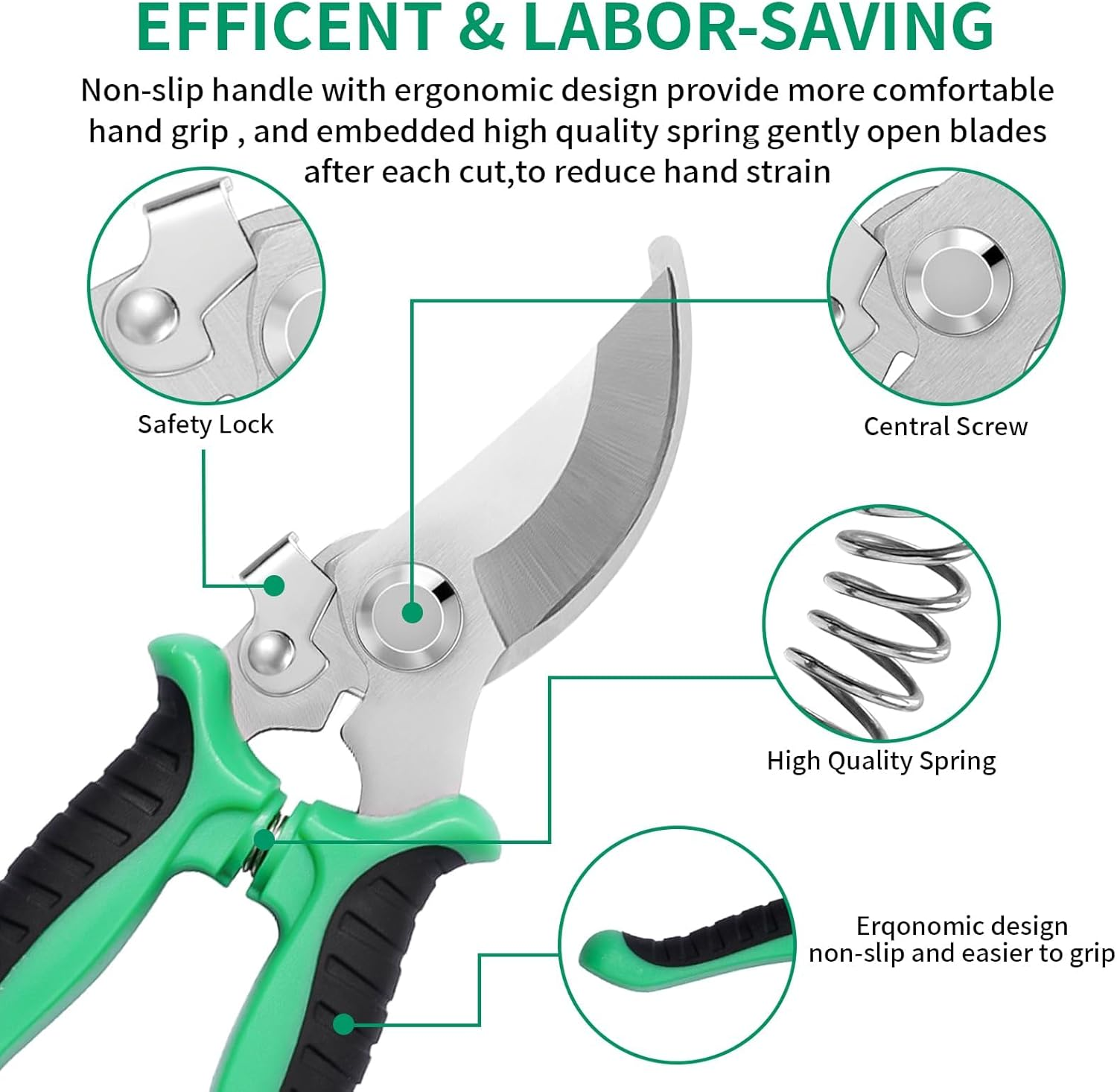 3 Pack Garden Pruning Shears, XICEN Stainless Steel Blades Handheld Pruners Set with Gardening Gloves, Handheld Scissors, Heavy Duty Garden Bypass Pruning Shears, Tree Trimmers Secateurs, Hand Pruner image number 1