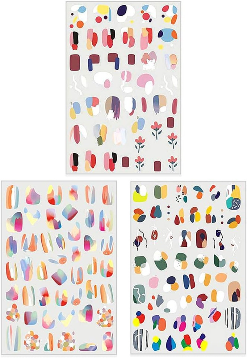 3 Pcs Exquisite Adhesive Nail Stickers 3D Art Graffiti Waterproof Durable Cartoon Children Nail Decals Decorations Ins image number 1
