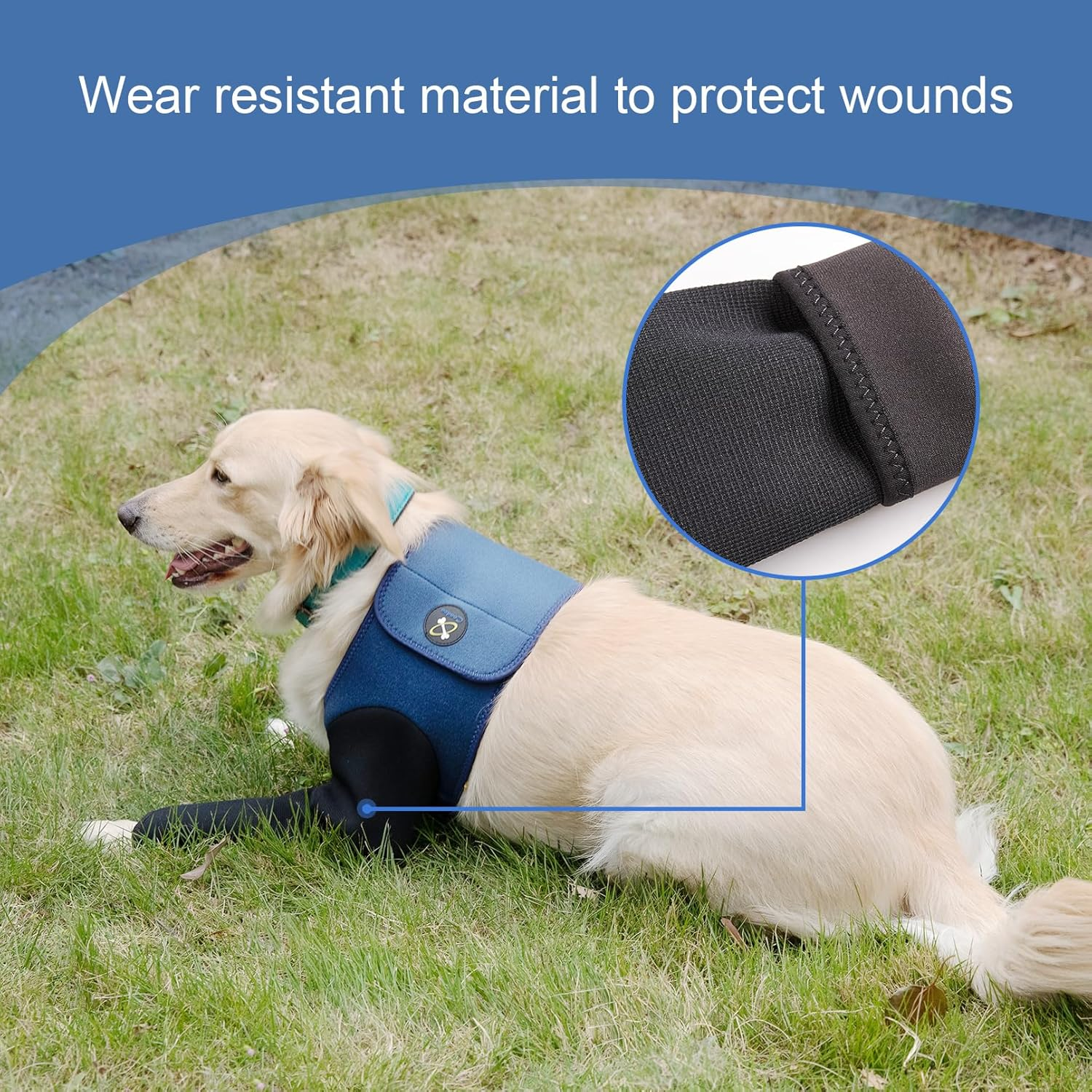 Coodeo Dog Recovery Suit, Cone Collar Alternative, Abrasion Resistant Dog Recovery Sleeve, Washable 2.5Mm Thick and Waterproof, Pet Wounds Prevent Licking, Bite, Keep Dry（Blue，L image number 6
